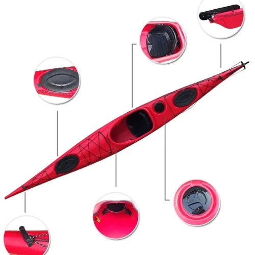Caiac sport turistic cu un loc – 505 cm, cu cârmă și pedale reglabile