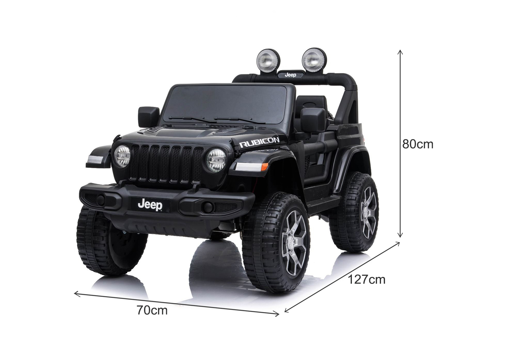 Mașinuță electrică pentru copii JEEP Wrangler, Negru, scaun din piele, Radio cu intrare Bluetooth și USB, unitate 4x4, baterie cu litiu, roți EVA, suspensii spate, telecomandă de 2,4 GHz, comutator funcție telecomandă/ pedală, licențiat