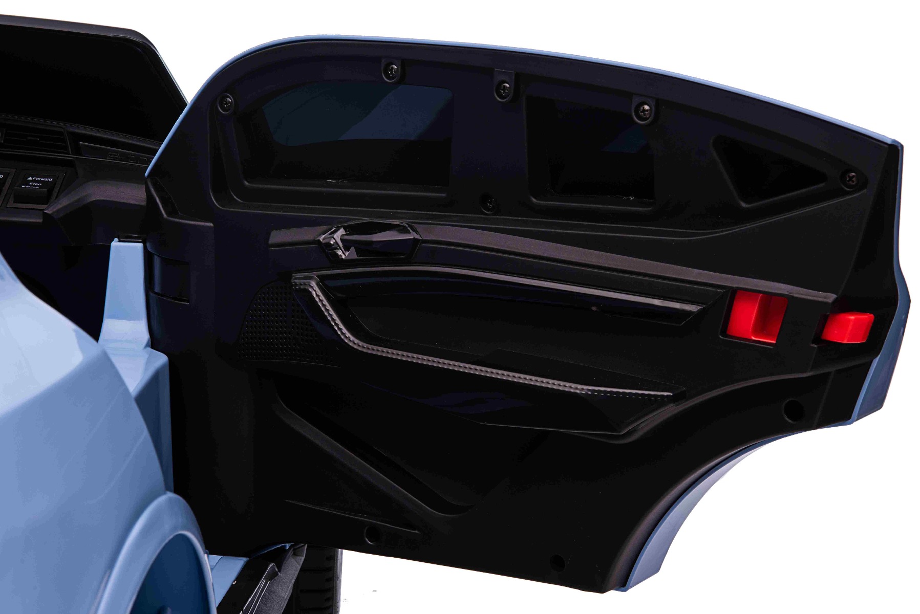 Maşinuţa electrica copii Audi E-tron Sportback 12V, albastru, scaun lat cu un singur loc și centură de siguranță cu prindere în trei puncte, telecomandă 2.4 GHz, intrare USB/AUX, suspensie, baterie litiu, lumini LED, motor 2 x 25W, licență ORIGINALĂ - imagine 7