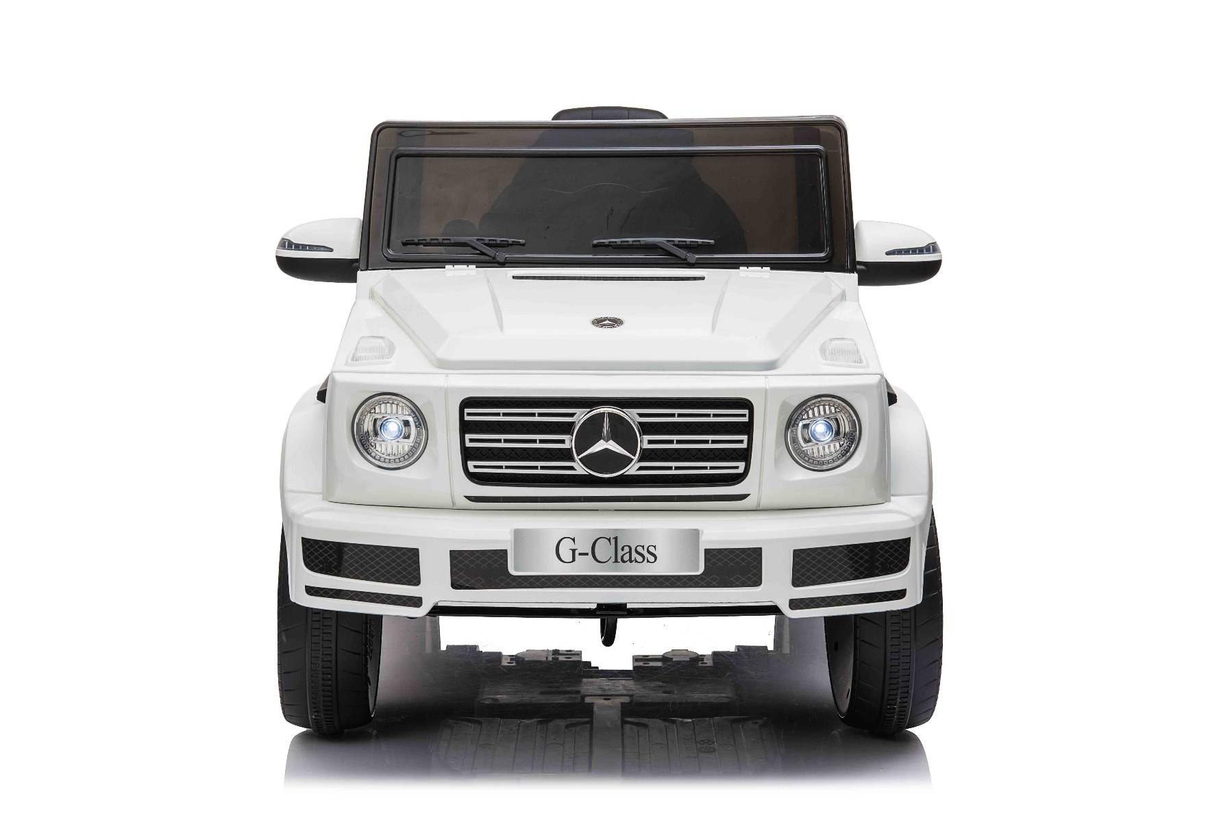 Mașinuță electrică de jucărie Mercedes G500 12V, alb, telecomandă 2.4 GHz, intrare USB/SD, suspensie, baterie litiu, lumini LED, licență ORIGINALĂ - imagine 2