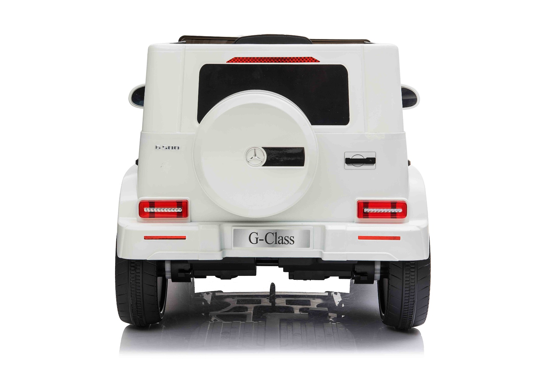 Mașinuță electrică de jucărie Mercedes G500 12V, alb, telecomandă 2.4 GHz, intrare USB/SD, suspensie, baterie litiu, lumini LED, licență ORIGINALĂ - imagine 4