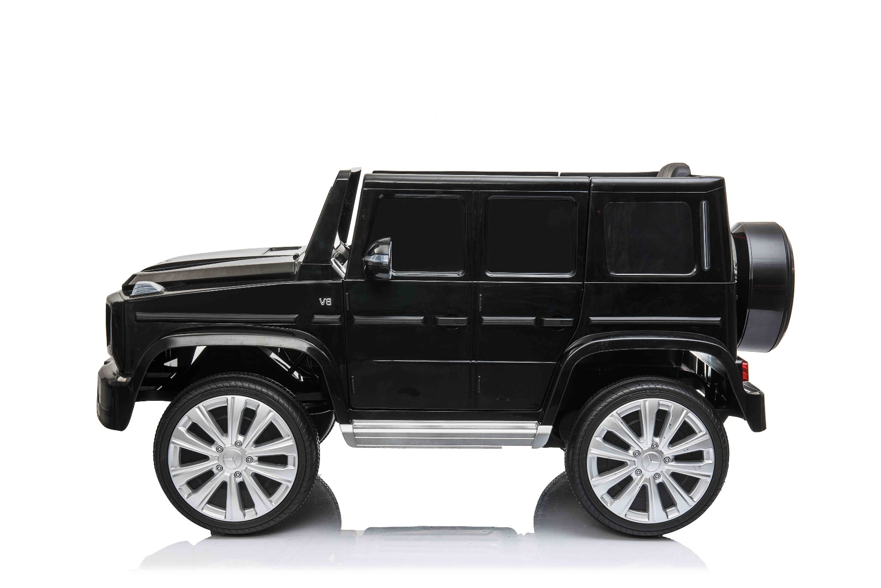 Mașinuță electrică de jucărie Mercedes G500 12V, negru, telecomandă 2.4 GHz, intrare USB/SD, suspensie, baterie litiu, lumini LED, licență ORIGINALĂ