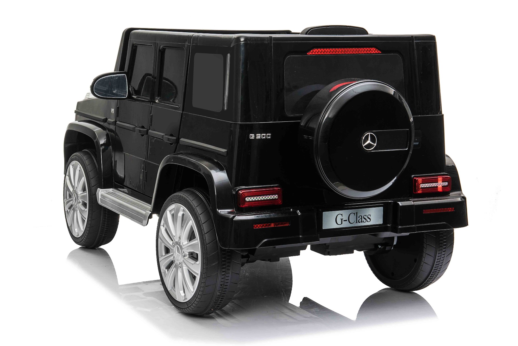Mașinuță electrică de jucărie Mercedes G500 12V, negru, telecomandă 2.4 GHz, intrare USB/SD, suspensie, baterie litiu, lumini LED, licență ORIGINALĂ - imagine 2