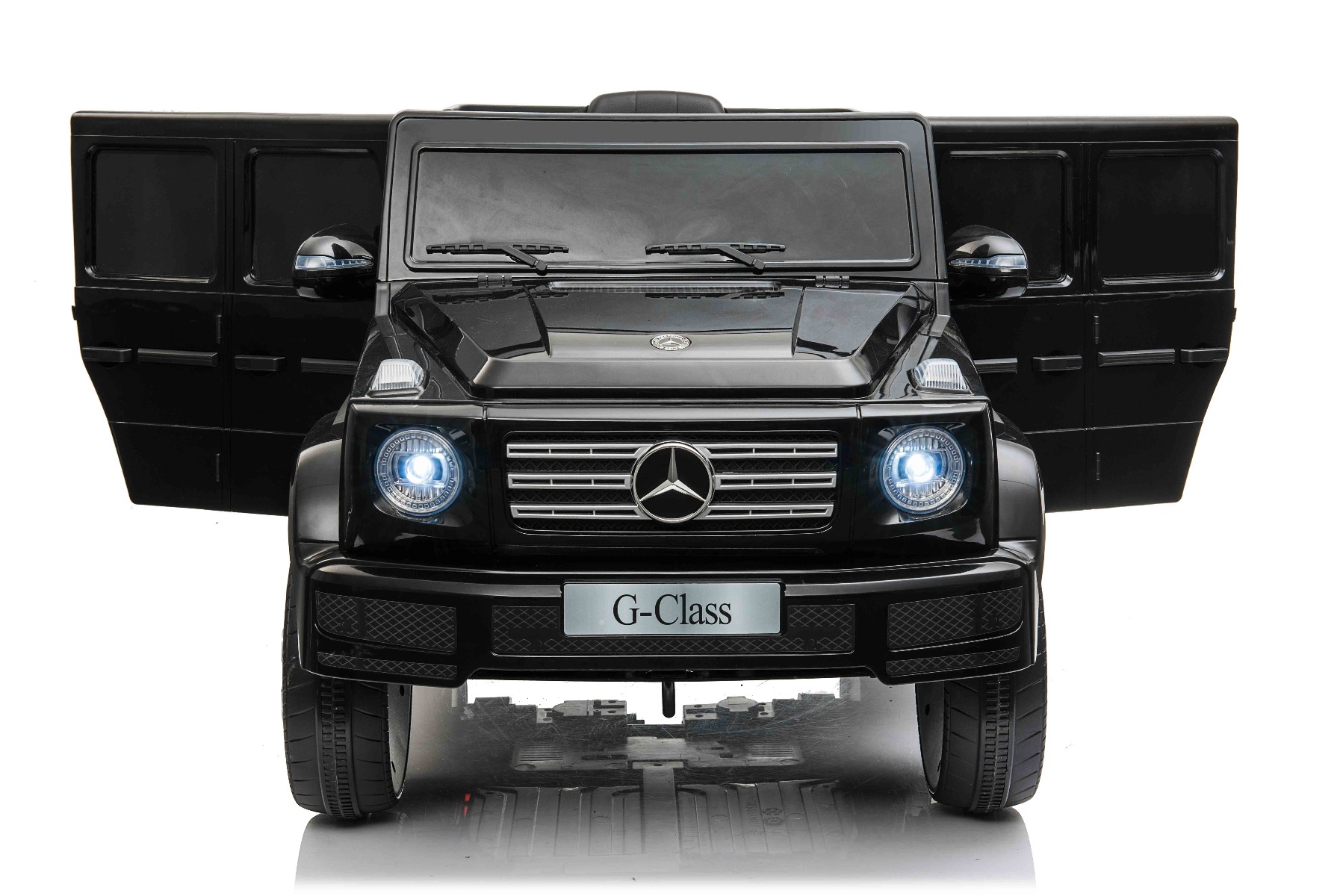 Mașinuță electrică de jucărie Mercedes G500 12V, negru, telecomandă 2.4 GHz, intrare USB/SD, suspensie, baterie litiu, lumini LED, licență ORIGINALĂ - imagine 3