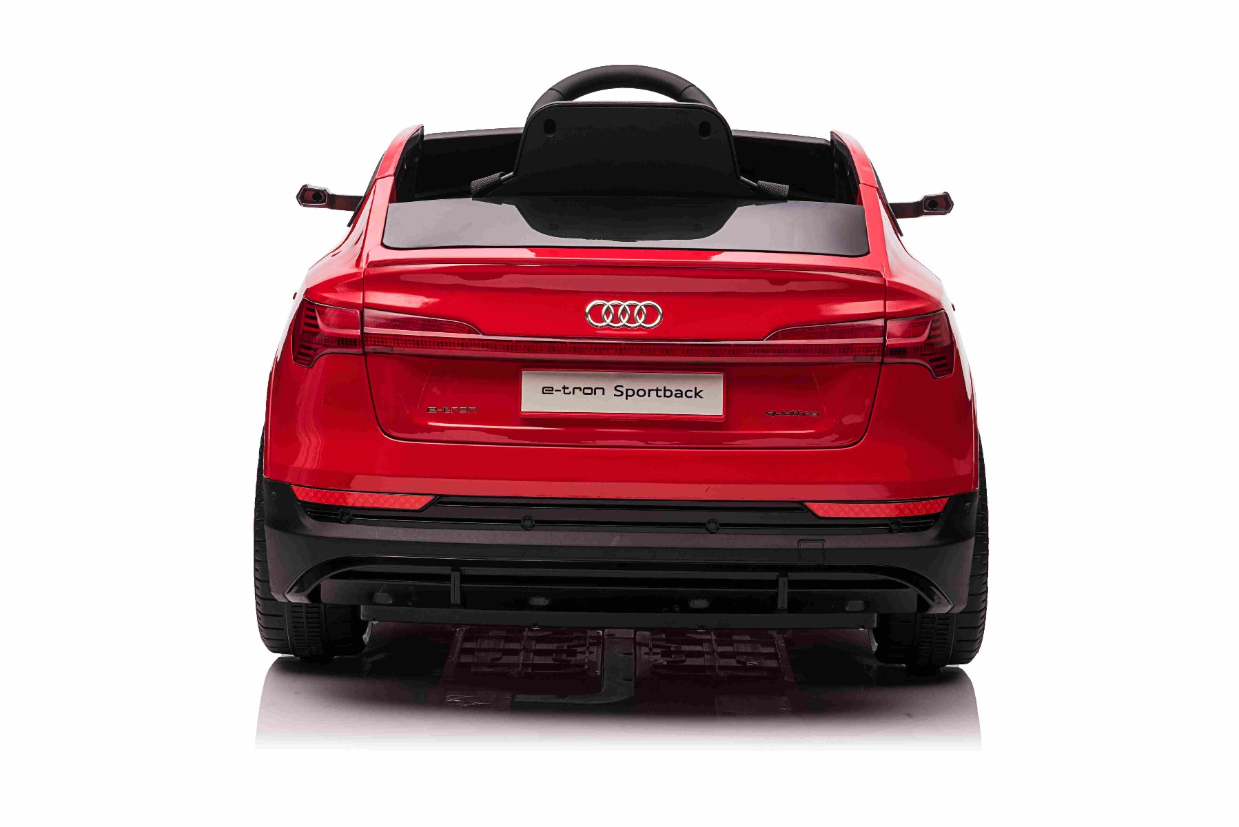 Maşinuţa electrica copii Audi E-tron Sportback 12V, roșu, scaun lat cu un singur loc și centură de siguranță cu prindere în trei puncte, telecomandă 2.4 GHz, intrare USB/AUX, suspensie, baterie litiu, lumini LED, motor 2 x 25W, licență ORIGINALĂ - imagine 3