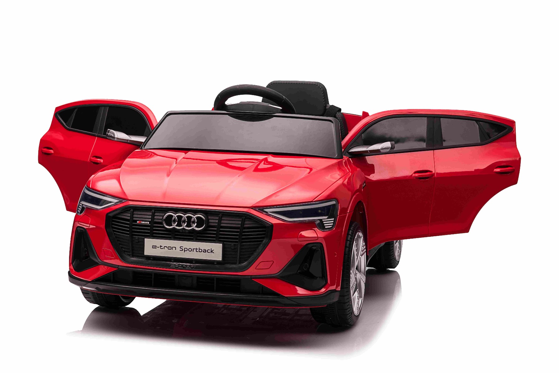 Maşinuţa electrica copii Audi E-tron Sportback 12V, roșu, scaun lat cu un singur loc și centură de siguranță cu prindere în trei puncte, telecomandă 2.4 GHz, intrare USB/AUX, suspensie, baterie litiu, lumini LED, motor 2 x 25W, licență ORIGINALĂ - imagine 5