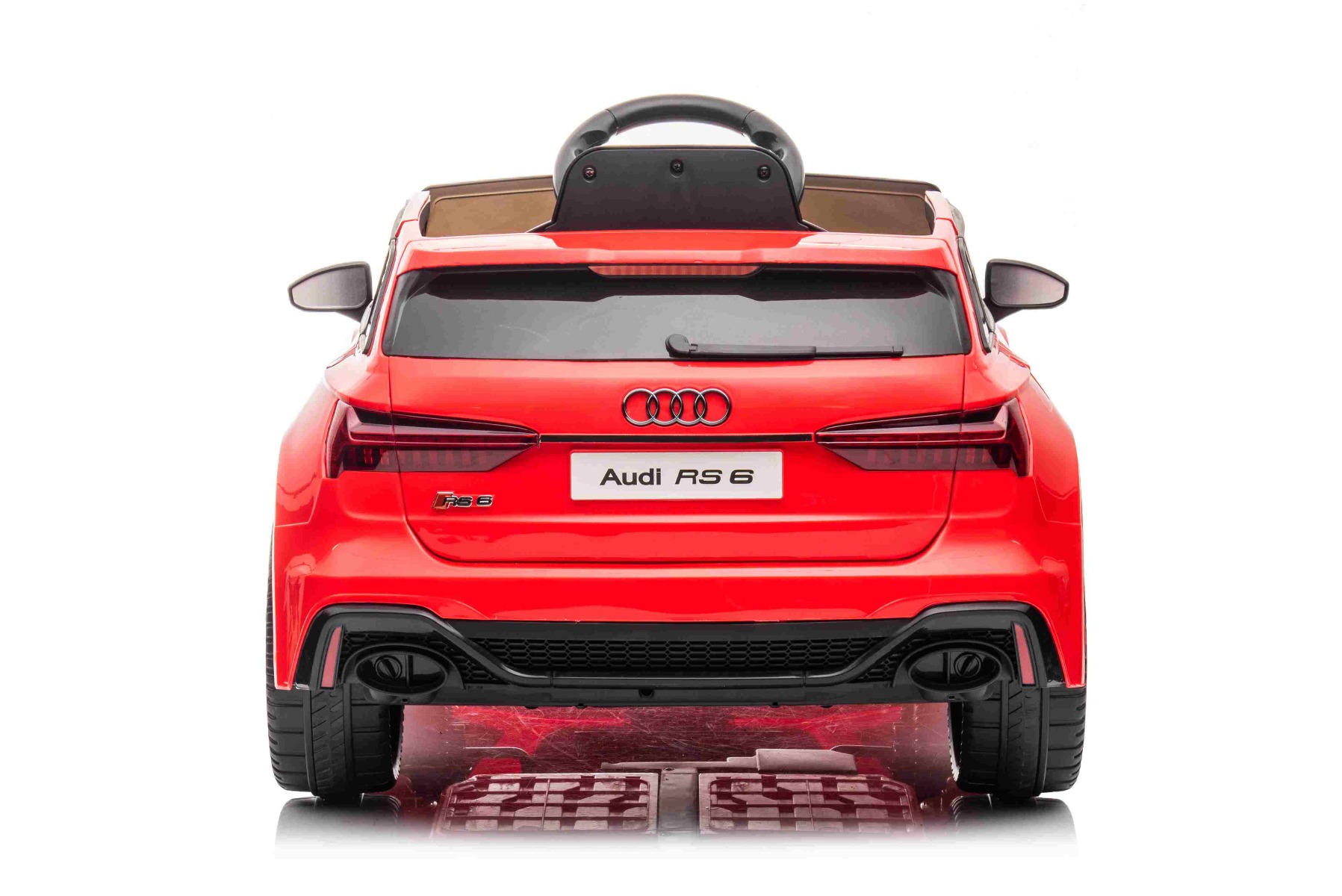 Mașină electrică Audi RS6, 12V, scaun piele, telecomandă 2.4GHz, comutator funcție telecomandă/ pedală, intrare USB, lumini LED, baterie 12V, roți moi EVA, 2 X MOTOR, roșu, licență ORIGINALĂ - imagine 3