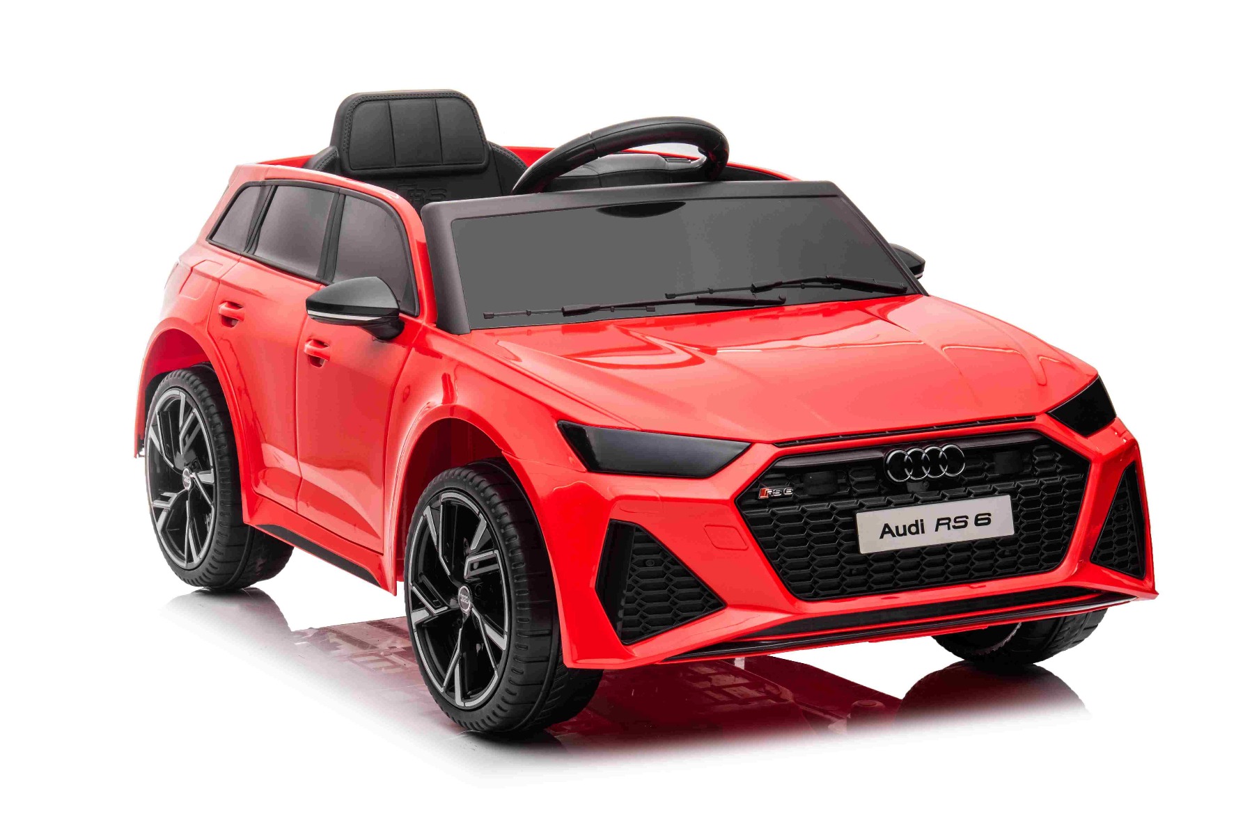 Mașină electrică Audi RS6, 12V, scaun piele, telecomandă 2.4GHz, comutator funcție telecomandă/ pedală, intrare USB, lumini LED, baterie 12V, roți moi EVA, 2 X MOTOR, roșu, licență ORIGINALĂ - imagine 4