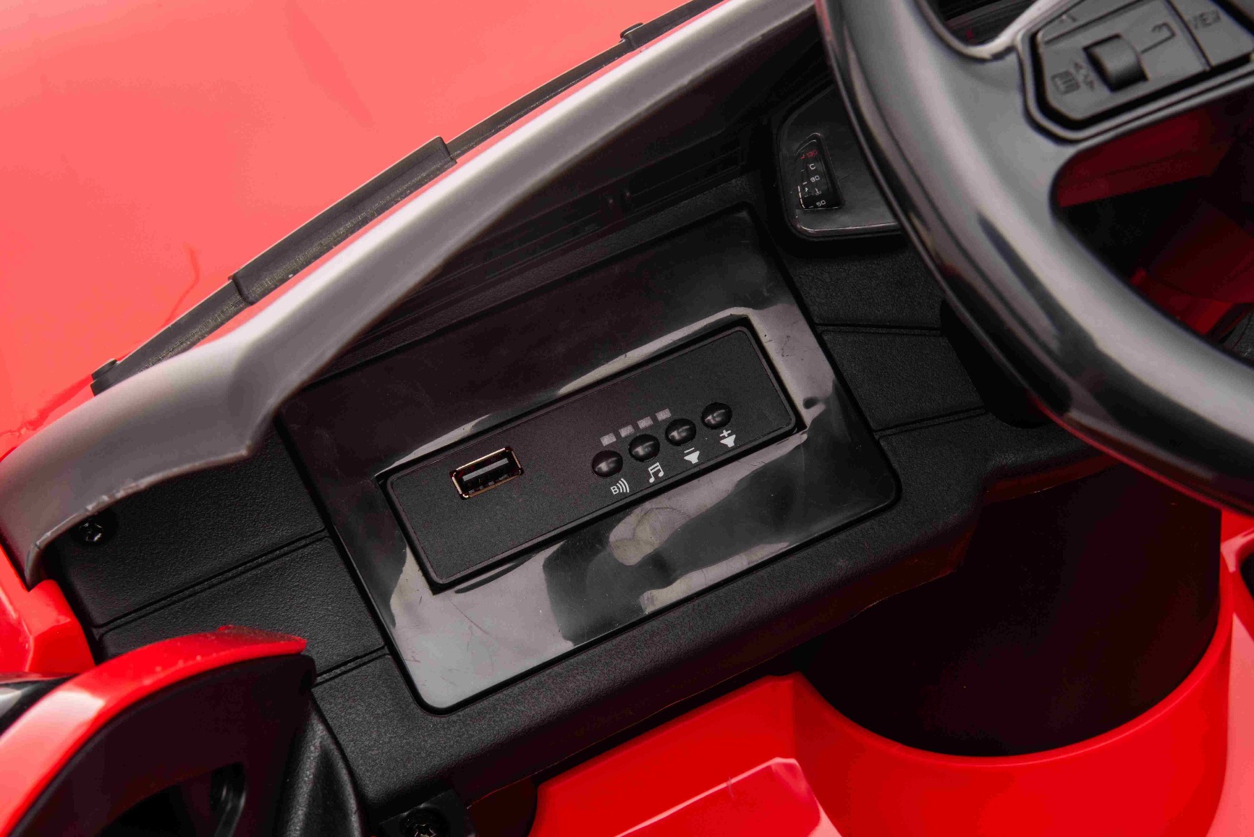 Mașină electrică Audi RS6, 12V, scaun piele, telecomandă 2.4GHz, comutator funcție telecomandă/ pedală, intrare USB, lumini LED, baterie 12V, roți moi EVA, 2 X MOTOR, roșu, licență ORIGINALĂ - imagine 10
