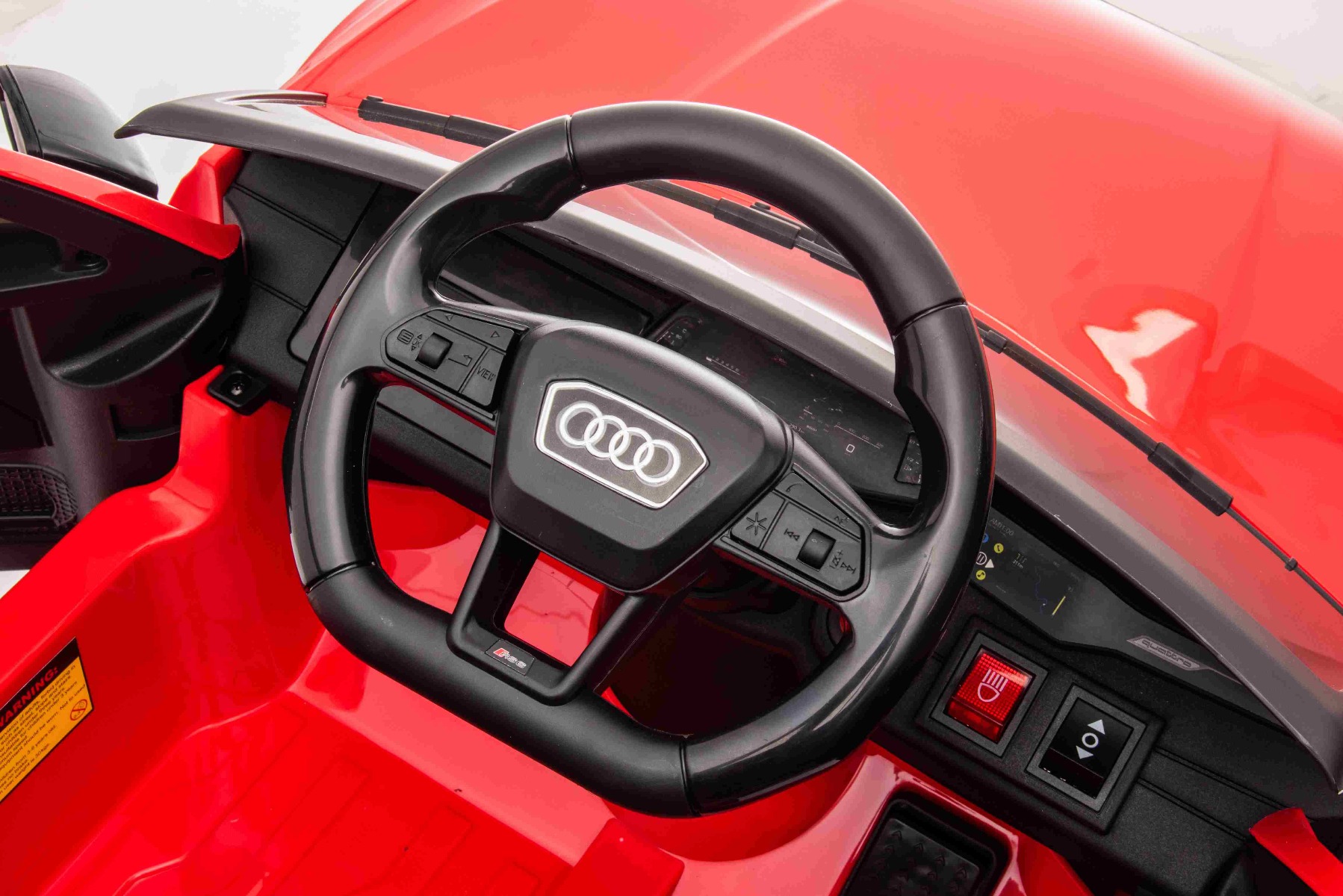 Mașină electrică Audi RS6, 12V, scaun piele, telecomandă 2.4GHz, comutator funcție telecomandă/ pedală, intrare USB, lumini LED, baterie 12V, roți moi EVA, 2 X MOTOR, roșu, licență ORIGINALĂ - imagine 11