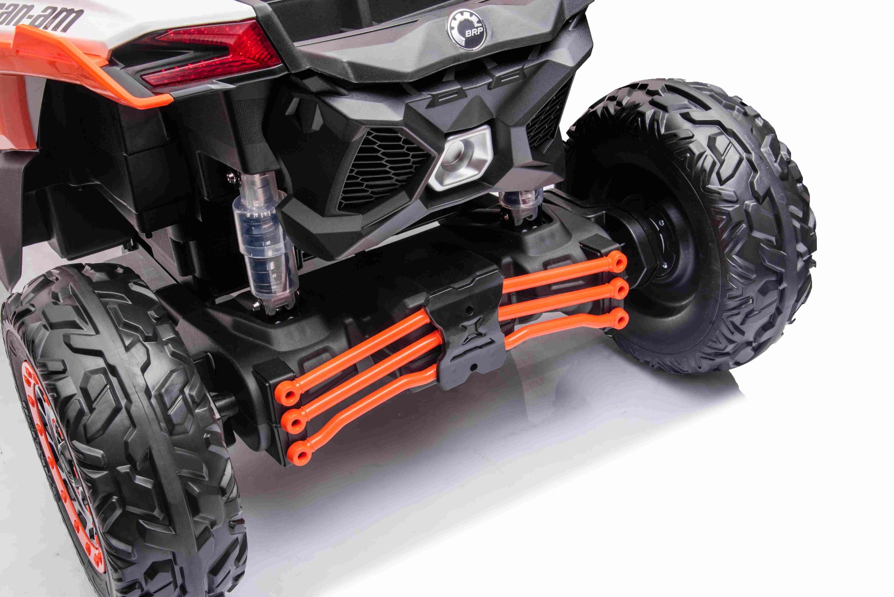 Mașină electrică copii Can-am Maverick 24V, portocaliu, cu două locuri, suspensie spate, telecomandă 2,4 Ghz, Baterie litiu portabilă, 4 motoare de 200 W, roți EVA, scaune din piele, player MP3 cu intrare USB/SD, model cu licență - imagine 31