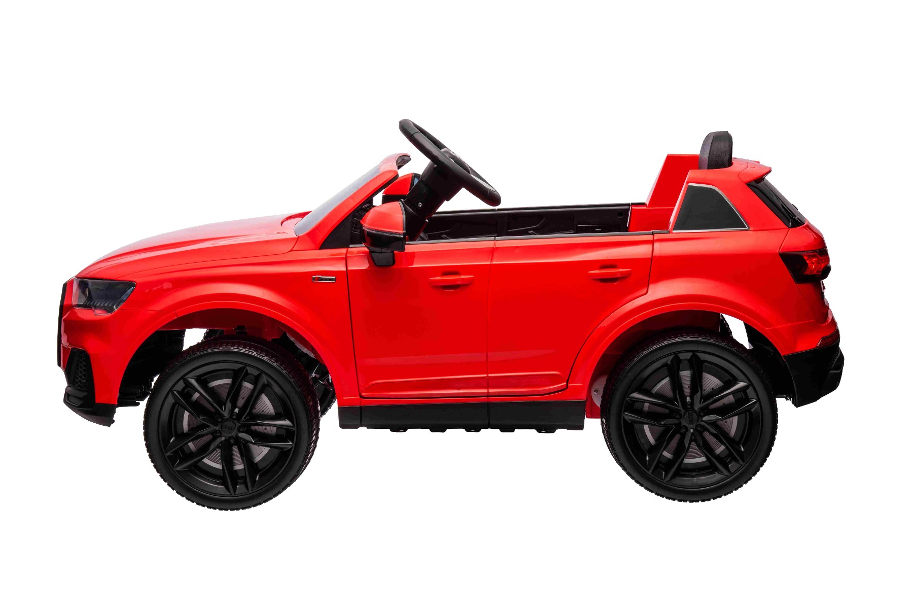 Mașină electrică de jucărie Audi Q7 roșu, 1 loc, suspensie independentă, baterie 12V, telecomandă, 2 motoare de 35 W, lumini LED, intrare USB/AUX pe MP3 player, model cu licență - imagine 2