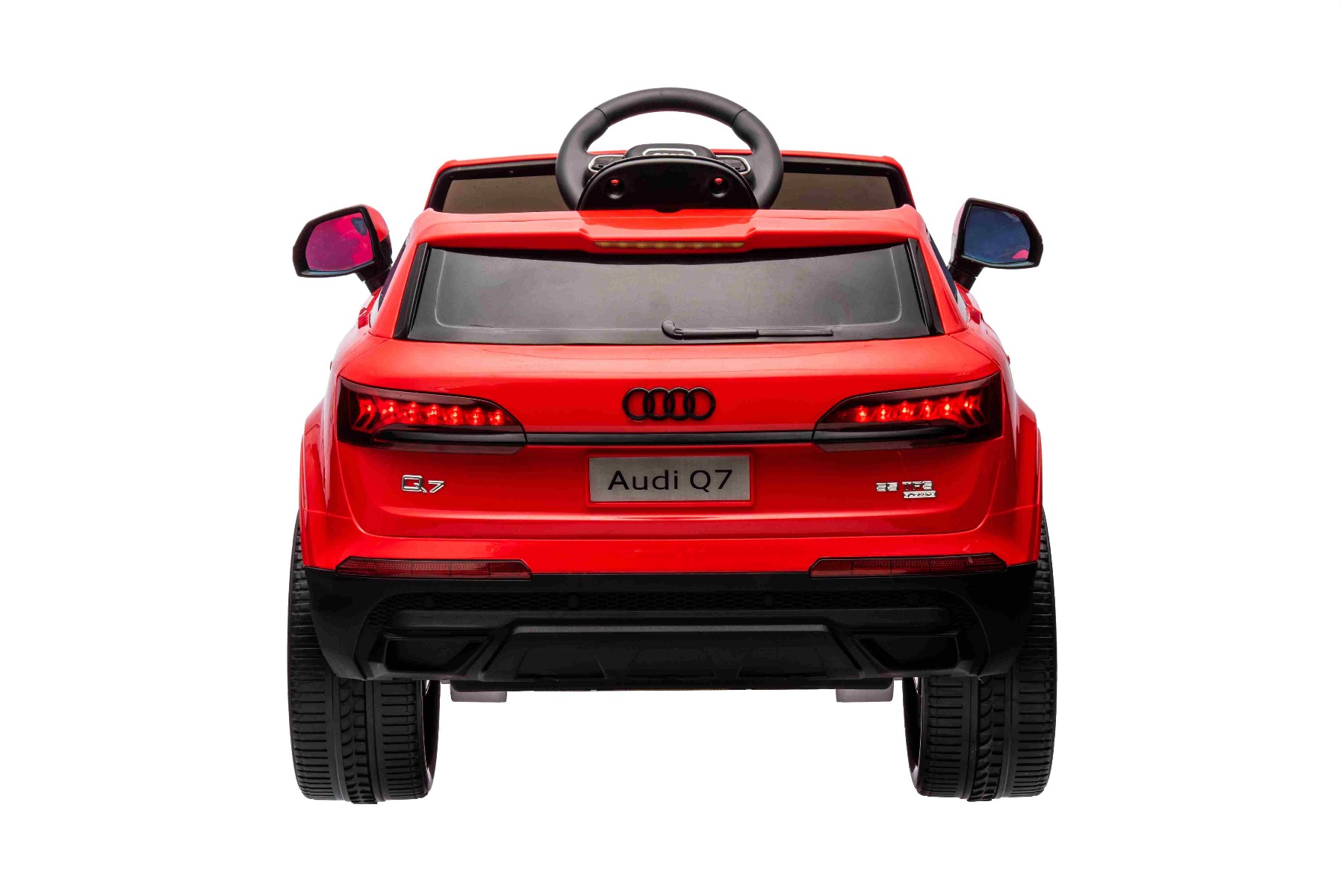Mașină electrică de jucărie Audi Q7 roșu, 1 loc, suspensie independentă, baterie 12V, telecomandă, 2 motoare de 35 W, lumini LED, intrare USB/AUX pe MP3 player, model cu licență - imagine 4