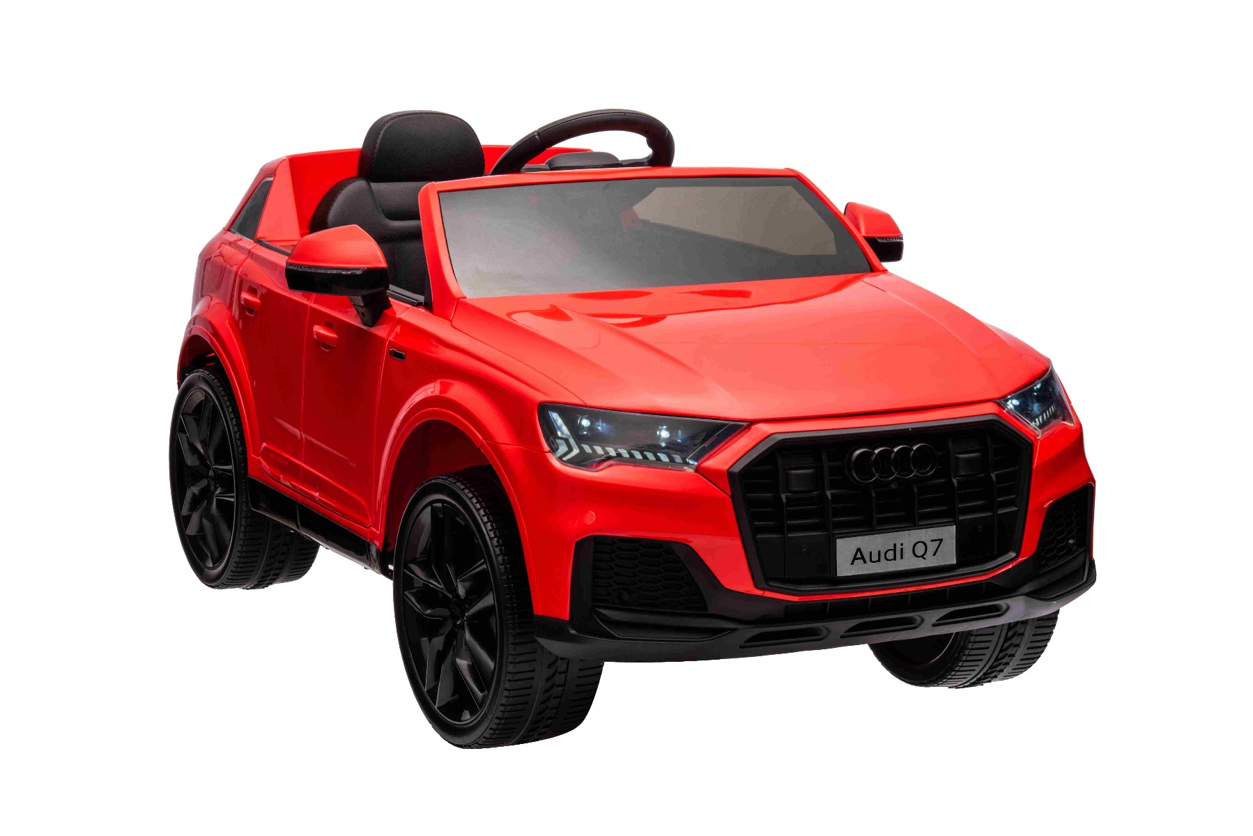 Mașină electrică de jucărie Audi Q7 roșu, 1 loc, suspensie independentă, baterie 12V, telecomandă, 2 motoare de 35 W, lumini LED, intrare USB/AUX pe MP3 player, model cu licență - imagine 5