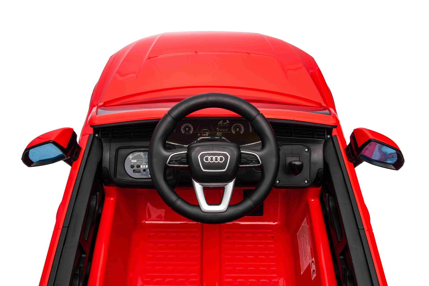 Mașină electrică de jucărie Audi Q7 roșu, 1 loc, suspensie independentă, baterie 12V, telecomandă, 2 motoare de 35 W, lumini LED, intrare USB/AUX pe MP3 player, model cu licență - imagine 10