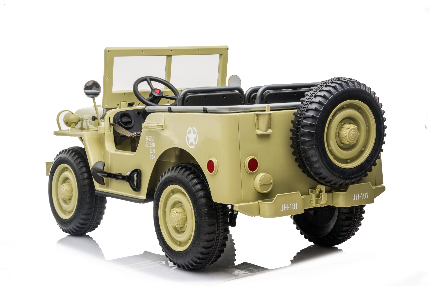 Mașinuță electrică pentru copii SUA ARMY-4X4, cu trei locuri, MP3 Player cu intrare USB / SD, suspensie integrală, lumini LED, parbriz pliabil, baterie portabilă 12V14AH, roți EVA, scaune din piele, telecomandă de 2,4 GHz, 4x4 - imagine 4