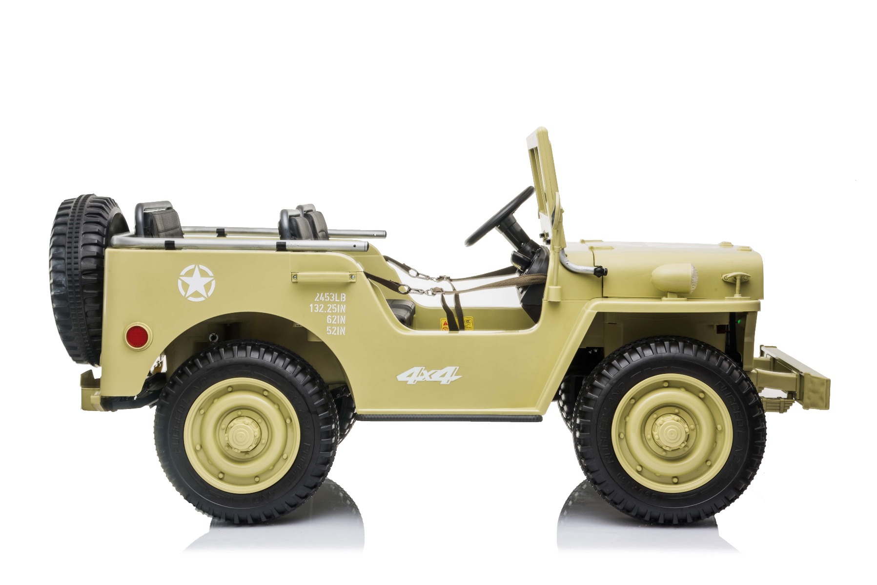 Mașinuță electrică pentru copii SUA ARMY-4X4, cu trei locuri, MP3 Player cu intrare USB / SD, suspensie integrală, lumini LED, parbriz pliabil, baterie portabilă 12V14AH, roți EVA, scaune din piele, telecomandă de 2,4 GHz, 4x4 - imagine 5