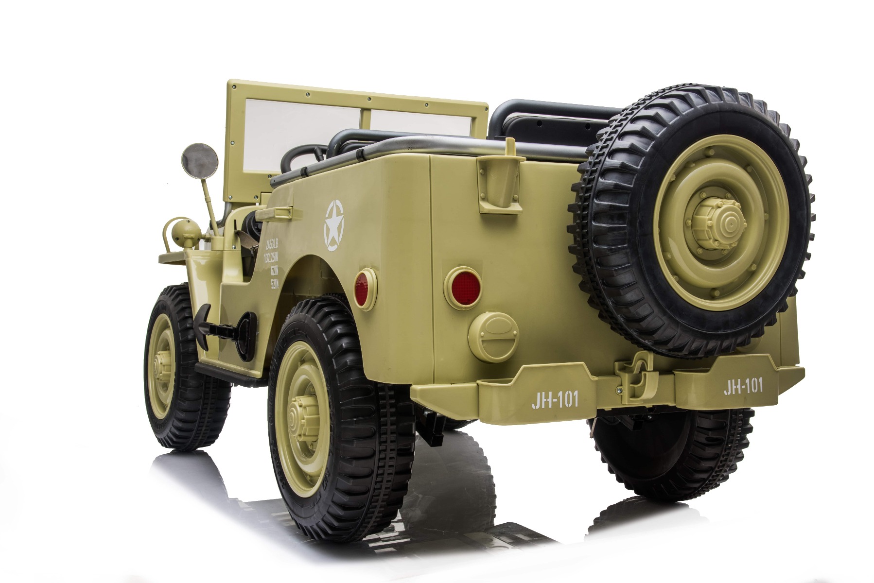 Mașinuță electrică pentru copii SUA ARMY-4X4, cu trei locuri, MP3 Player cu intrare USB / SD, suspensie integrală, lumini LED, parbriz pliabil, baterie portabilă 12V14AH, roți EVA, scaune din piele, telecomandă de 2,4 GHz, 4x4 - imagine 7