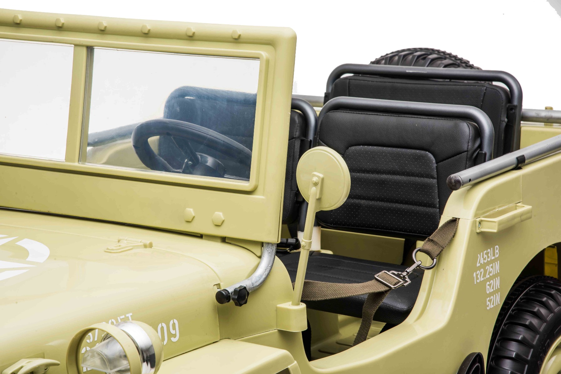 Mașinuță electrică pentru copii SUA ARMY-4X4, cu trei locuri, MP3 Player cu intrare USB / SD, suspensie integrală, lumini LED, parbriz pliabil, baterie portabilă 12V14AH, roți EVA, scaune din piele, telecomandă de 2,4 GHz, 4x4 - imagine 8