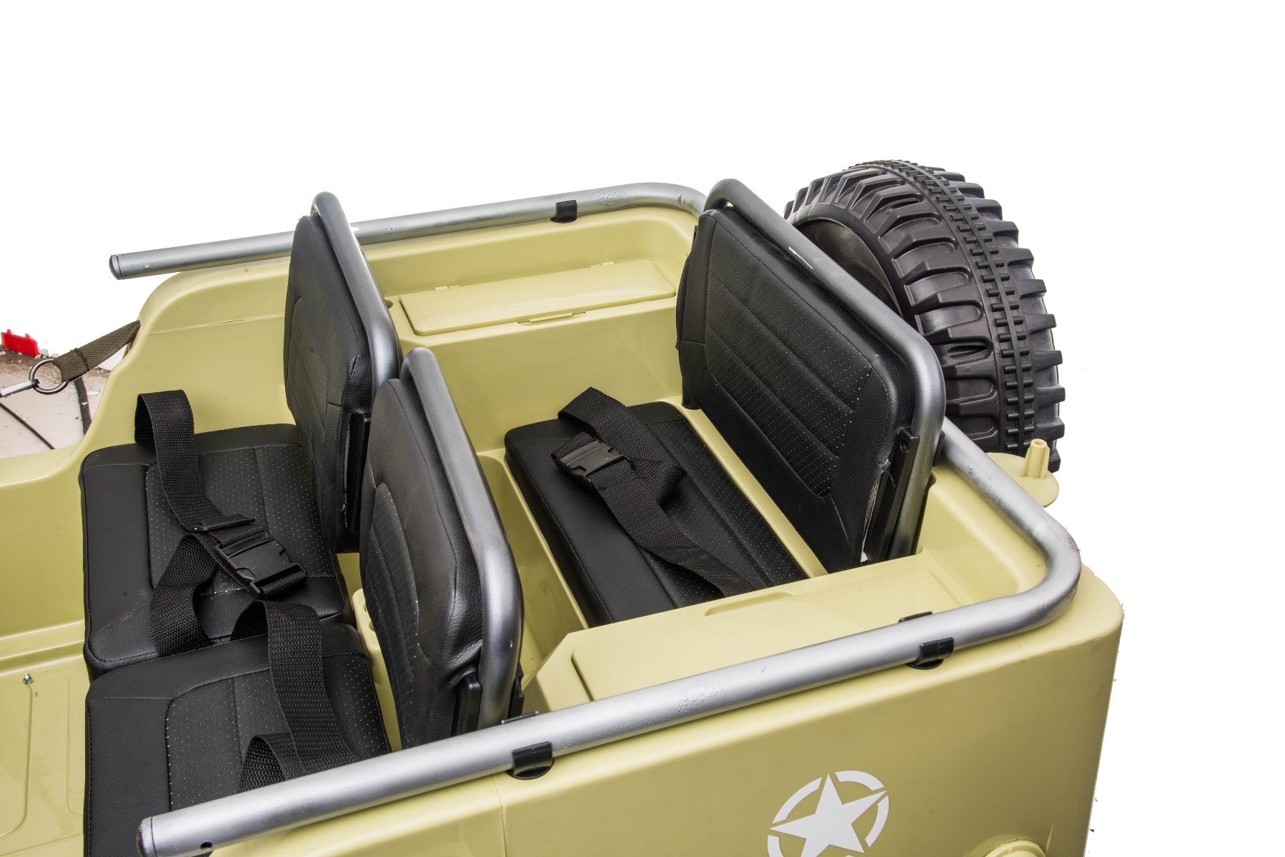 Mașinuță electrică pentru copii SUA ARMY-4X4, cu trei locuri, MP3 Player cu intrare USB / SD, suspensie integrală, lumini LED, parbriz pliabil, baterie portabilă 12V14AH, roți EVA, scaune din piele, telecomandă de 2,4 GHz, 4x4 - imagine 21
