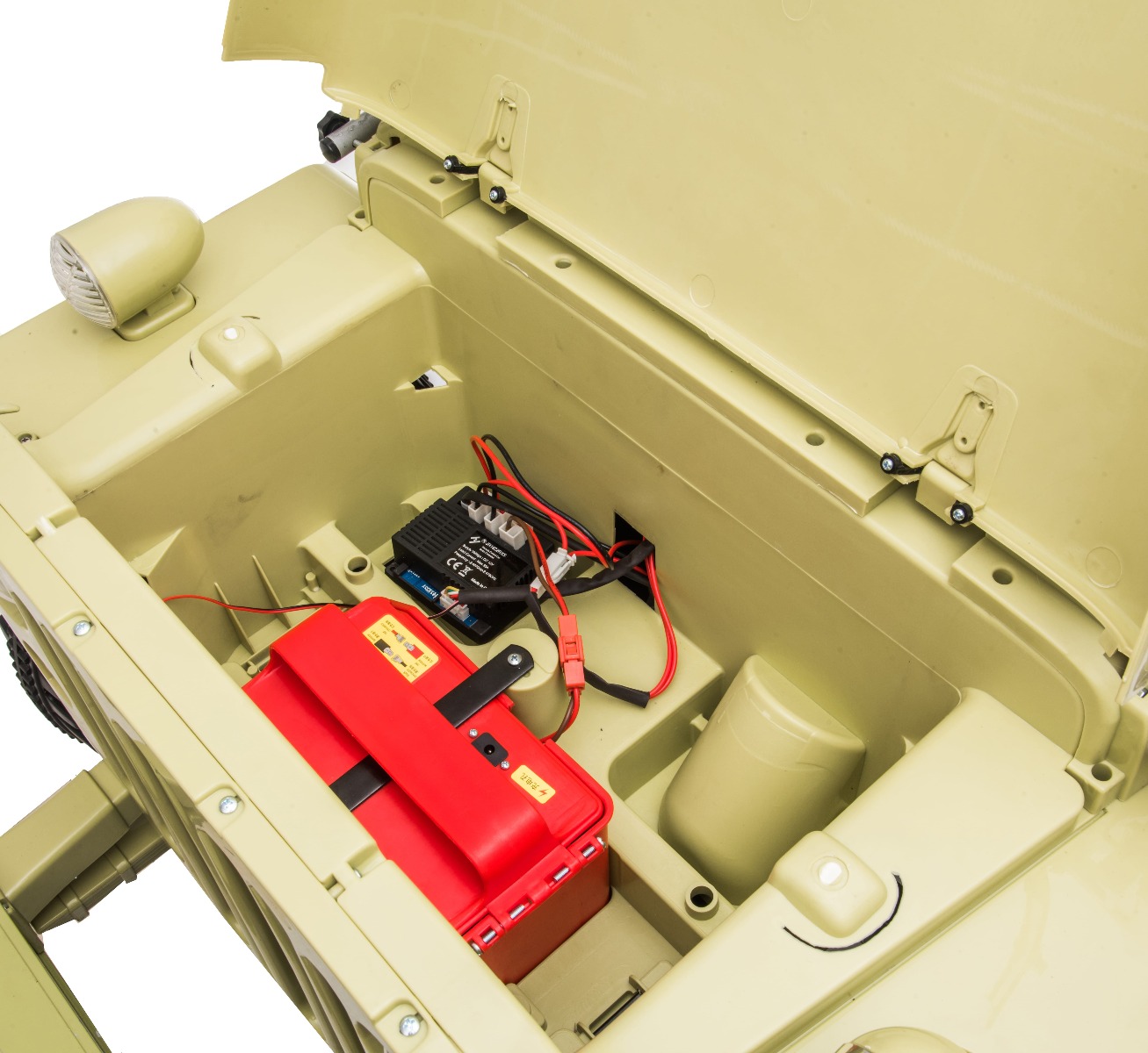 Mașinuță electrică pentru copii SUA ARMY-4X4, cu trei locuri, MP3 Player cu intrare USB / SD, suspensie integrală, lumini LED, parbriz pliabil, baterie portabilă 12V14AH, roți EVA, scaune din piele, telecomandă de 2,4 GHz, 4x4 - imagine 23