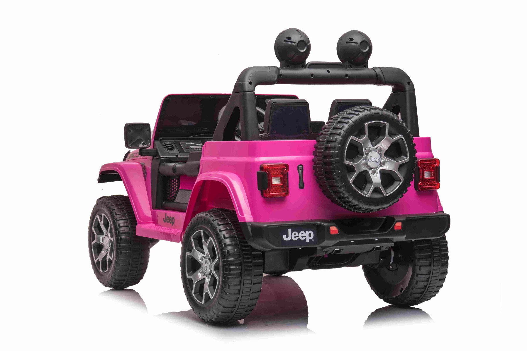 Mașinuță electrică pentru copii JEEP Wrangler, Roz, scaun din piele, Radio cu intrare Bluetooth și USB, unitate 4x4, baterie cu litiu, roți EVA, suspensii spate, telecomandă de 2,4 GHz, comutator funcție telecomandă/ pedală, licențiat - imagine 6