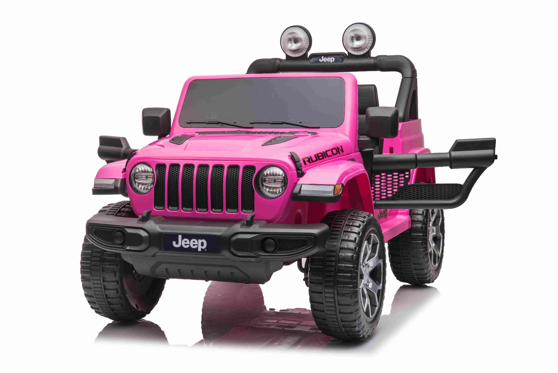 Mașinuță electrică pentru copii JEEP Wrangler, Roz, scaun din piele, Radio cu intrare Bluetooth și USB, unitate 4x4, baterie cu litiu, roți EVA, suspensii spate, telecomandă de 2,4 GHz, comutator funcție telecomandă/ pedală, licențiat - imagine 10