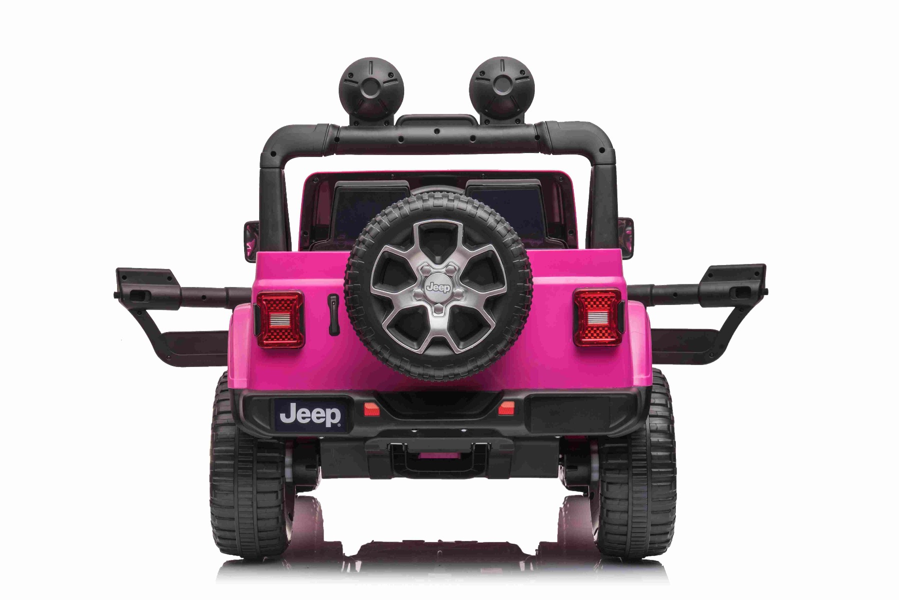 Mașinuță electrică pentru copii JEEP Wrangler, Roz, scaun din piele, Radio cu intrare Bluetooth și USB, unitate 4x4, baterie cu litiu, roți EVA, suspensii spate, telecomandă de 2,4 GHz, comutator funcție telecomandă/ pedală, licențiat - imagine 11