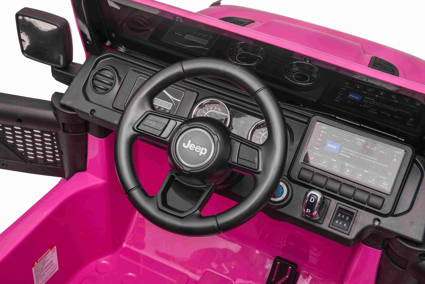 Mașinuță electrică pentru copii JEEP Wrangler, Roz, scaun din piele, Radio cu intrare Bluetooth și USB, unitate 4x4, baterie cu litiu, roți EVA, suspensii spate, telecomandă de 2,4 GHz, comutator funcție telecomandă/ pedală, licențiat - imagine 12