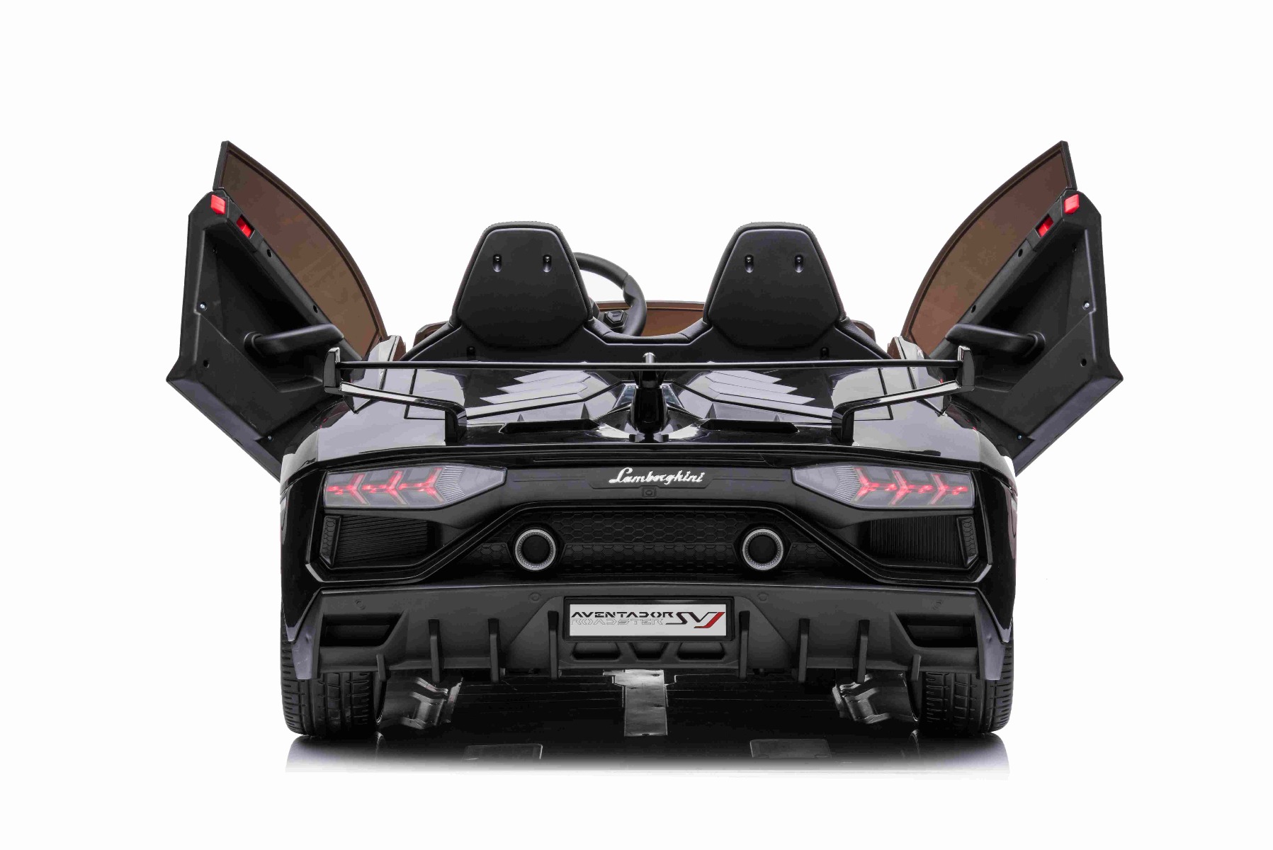 Mașină electrică copii Lamborghini Aventador 24V două locuri, caroserie lăcuită negru, 2.4 GHz DO, scaune moi din PU, afișaj LCD, suspensie, uși cu deschidere verticală, roți EVA moi, MOTOR 2 X 45W, licență ORIGINALĂ - imagine 10