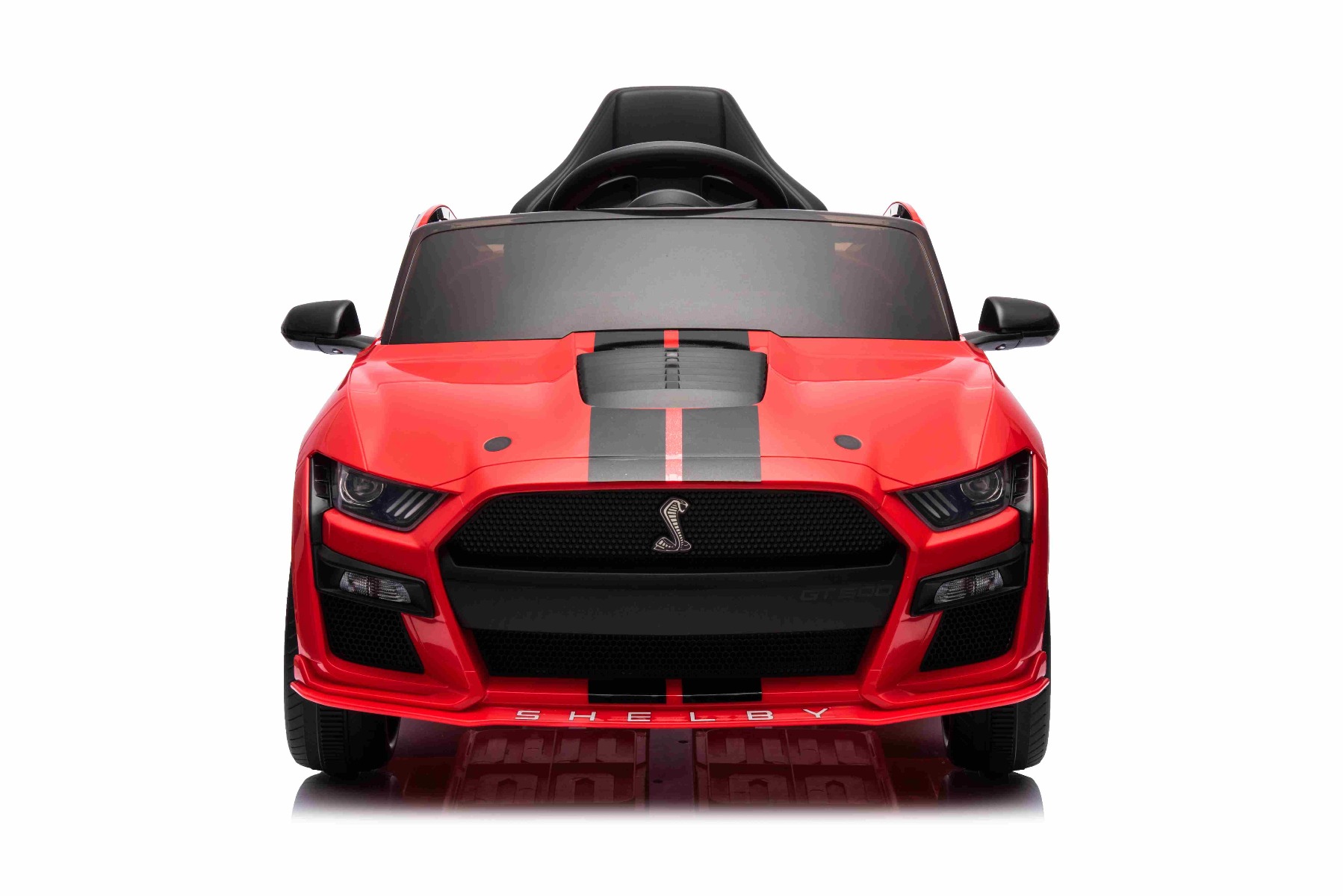 Mașină electrică copii Ford Shelby Mustang GT 500 Cobra, roșu, telecomandă 2,4 GHz, intrare USB, lumini LED, motor 2 x 30 W, licență ORIGINALĂ
