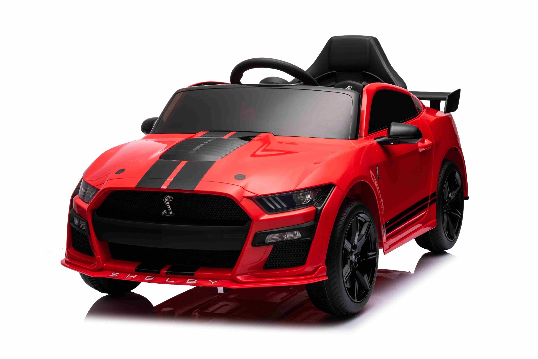 Mașină electrică copii Ford Shelby Mustang GT 500 Cobra, roșu, telecomandă 2,4 GHz, intrare USB, lumini LED, motor 2 x 30 W, licență ORIGINALĂ - imagine 2