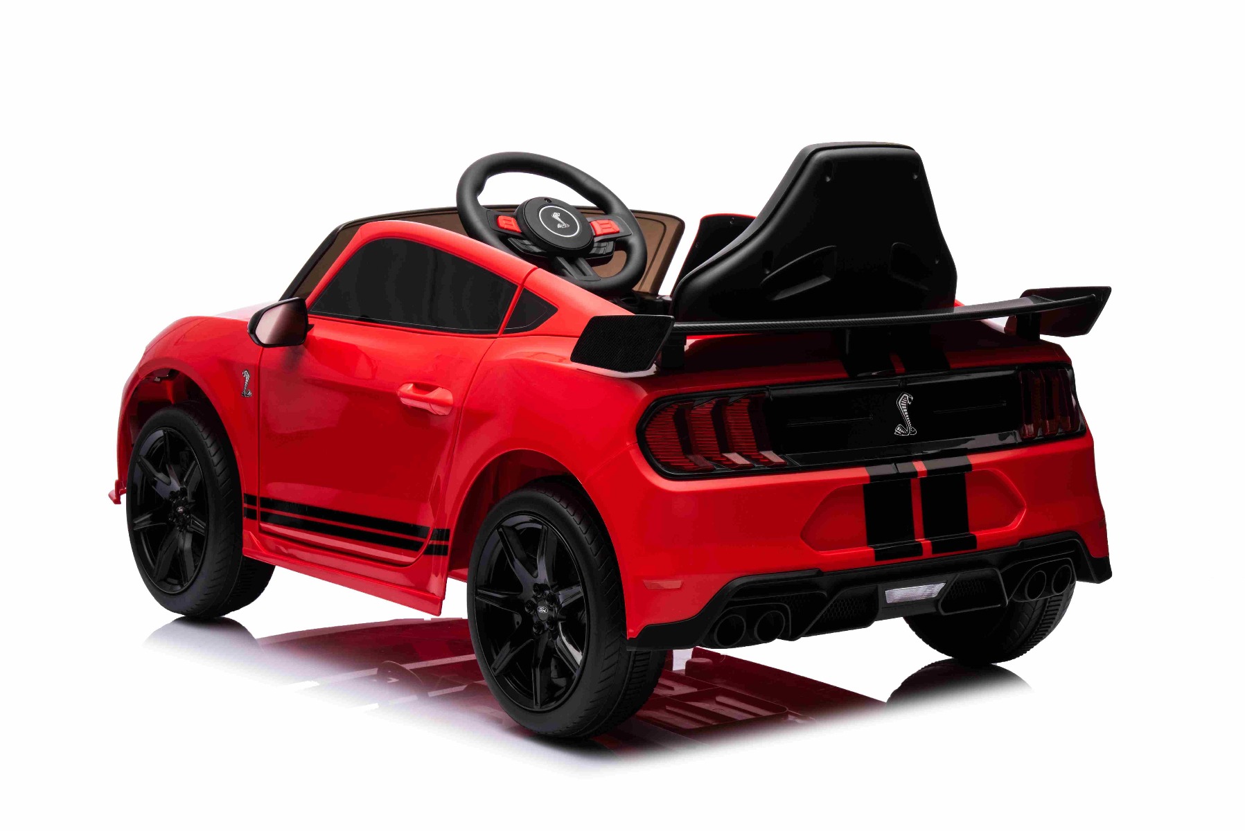 Mașină electrică copii Ford Shelby Mustang GT 500 Cobra, roșu, telecomandă 2,4 GHz, intrare USB, lumini LED, motor 2 x 30 W, licență ORIGINALĂ - imagine 4