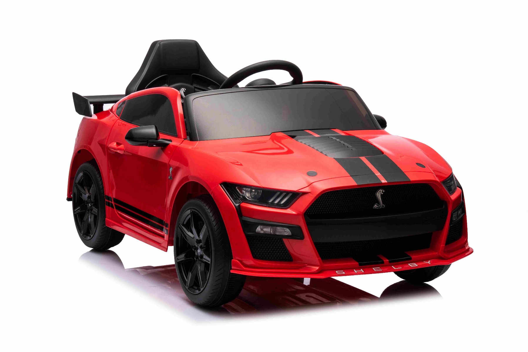 Mașină electrică copii Ford Shelby Mustang GT 500 Cobra, roșu, telecomandă 2,4 GHz, intrare USB, lumini LED, motor 2 x 30 W, licență ORIGINALĂ - imagine 6