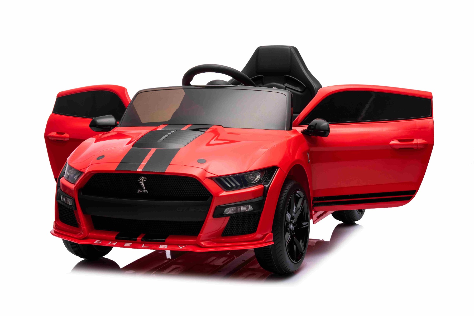 Mașină electrică copii Ford Shelby Mustang GT 500 Cobra, roșu, telecomandă 2,4 GHz, intrare USB, lumini LED, motor 2 x 30 W, licență ORIGINALĂ - imagine 8