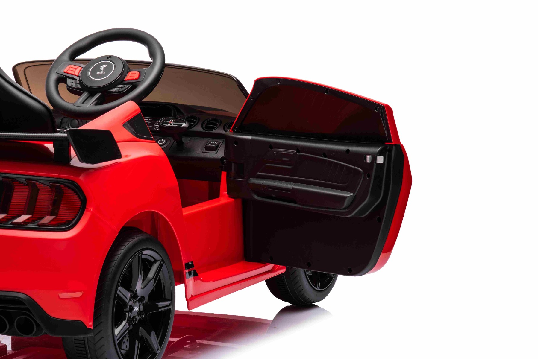 Mașină electrică copii Ford Shelby Mustang GT 500 Cobra, roșu, telecomandă 2,4 GHz, intrare USB, lumini LED, motor 2 x 30 W, licență ORIGINALĂ - imagine 10