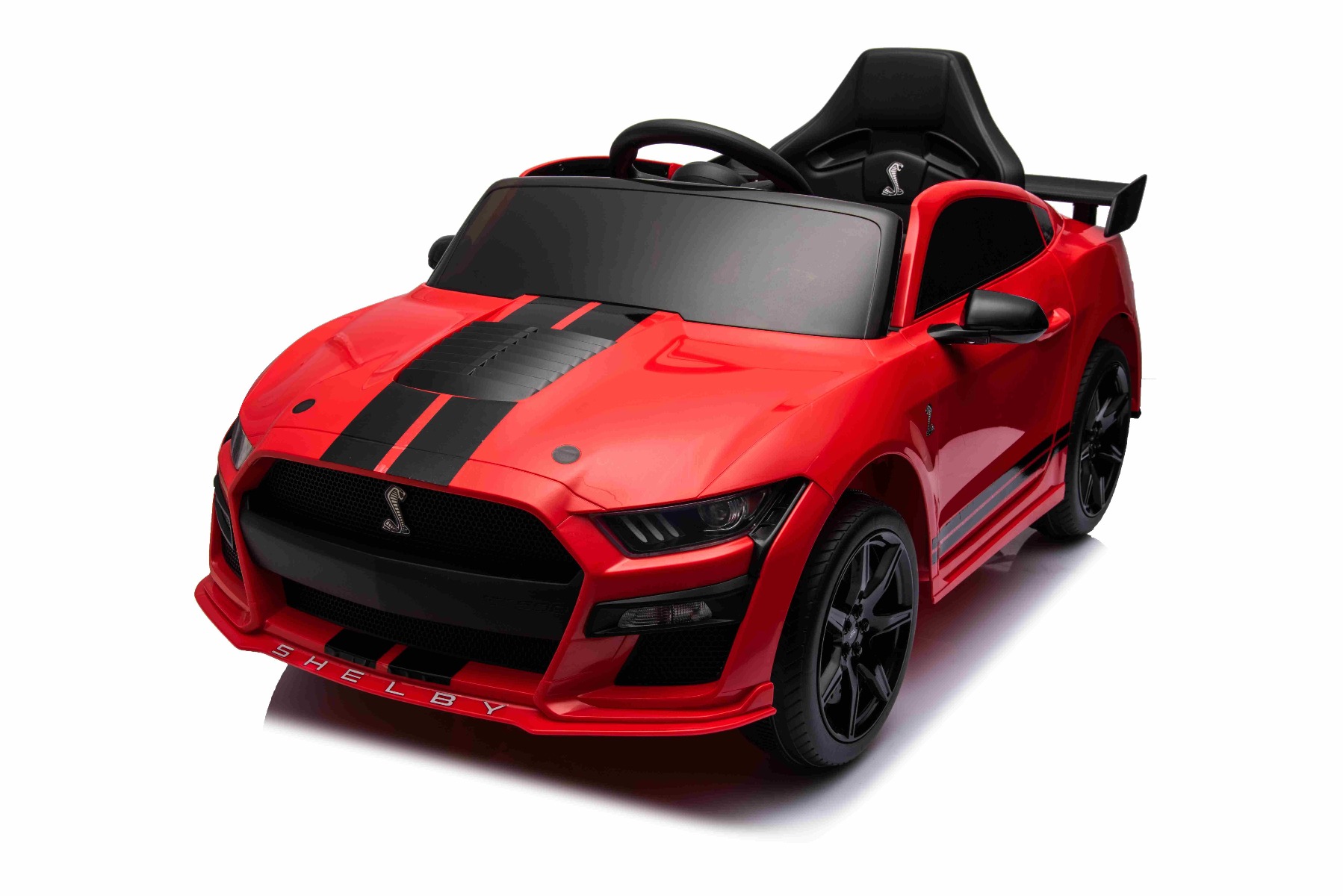 Mașină electrică copii Ford Shelby Mustang GT 500 Cobra, roșu, telecomandă 2,4 GHz, intrare USB, lumini LED, motor 2 x 30 W, licență ORIGINALĂ - imagine 11