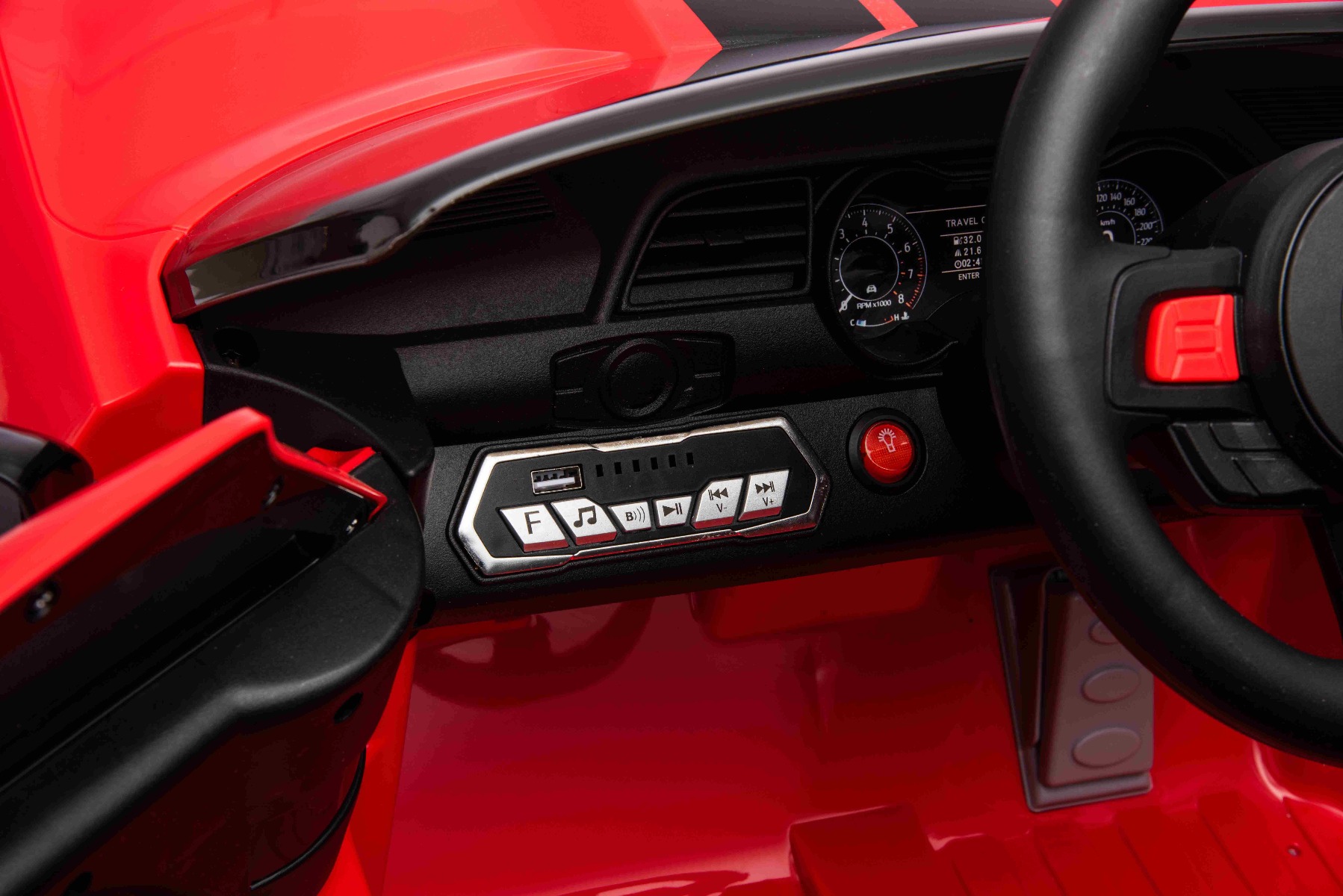 Mașină electrică copii Ford Shelby Mustang GT 500 Cobra, roșu, telecomandă 2,4 GHz, intrare USB, lumini LED, motor 2 x 30 W, licență ORIGINALĂ - imagine 16