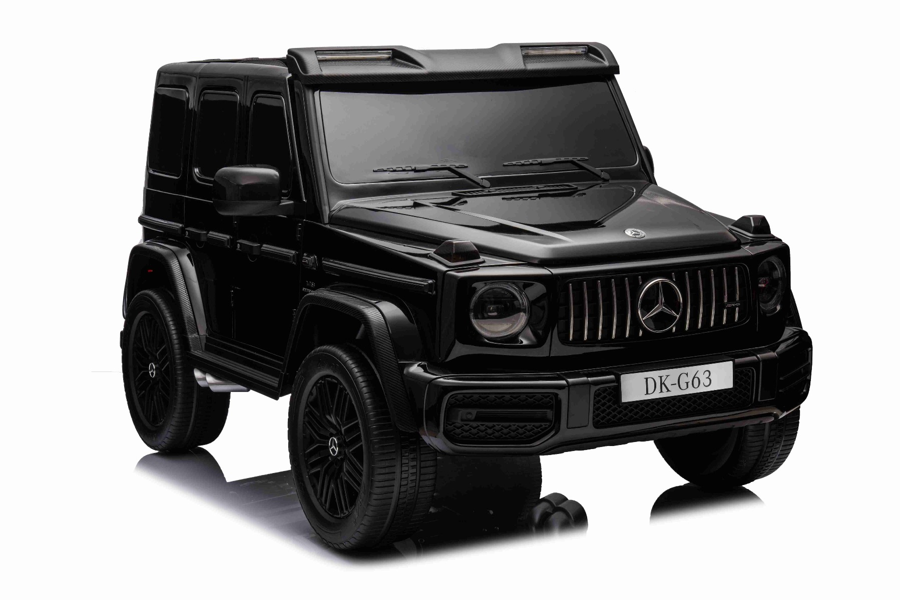 Mașină electrică Mercedes-Benz G63 AMG 4x4 cu două locuri 12V, negru, MP3 Player cu intrare USB/AUX, tracțiune 4x4, baterie 12V14Ah, roți EVA cu suspensie, scaune din piele, telecomandă, licențiat - imagine 6
