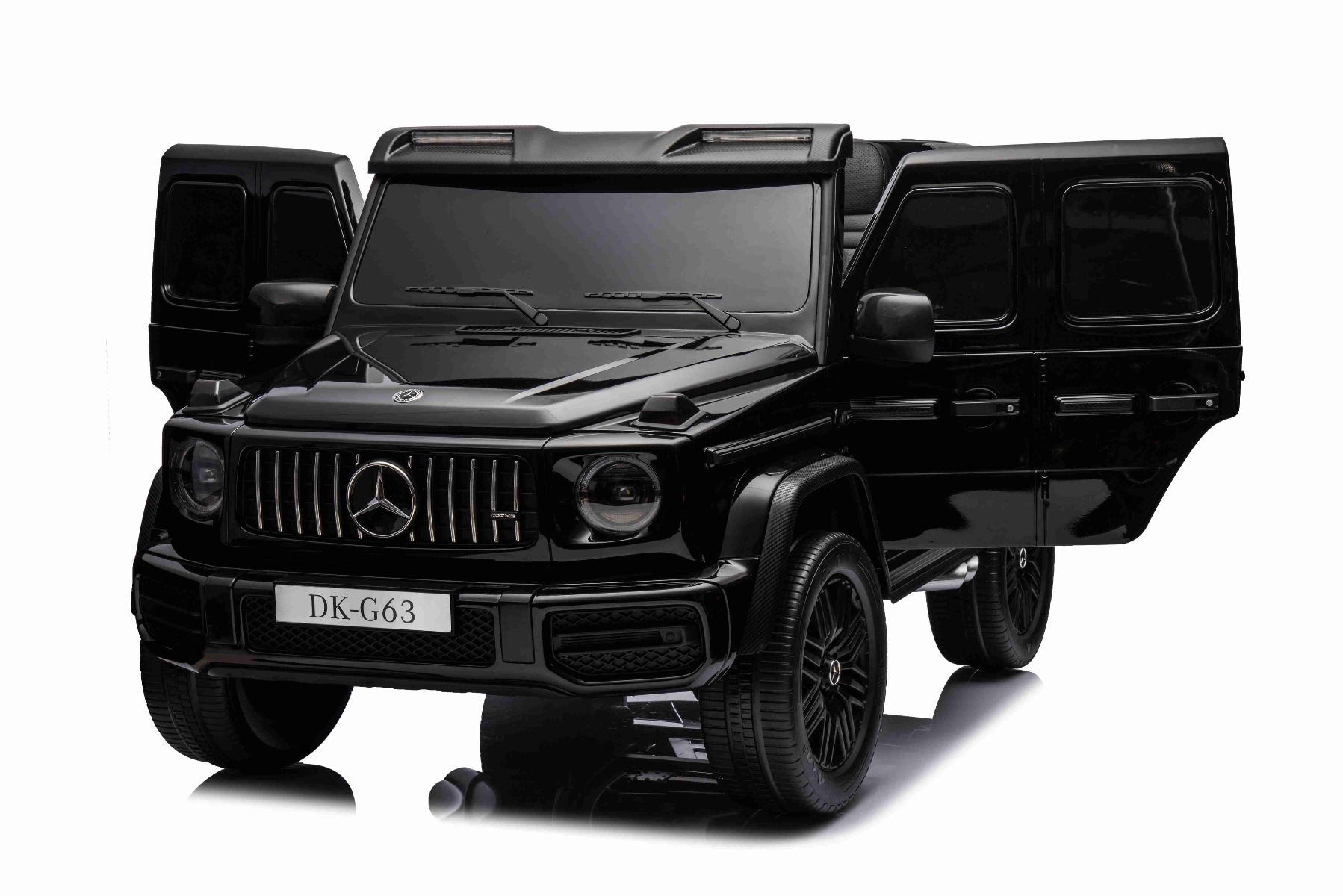 Mașină electrică Mercedes-Benz G63 AMG 4x4 cu două locuri 12V, negru, MP3 Player cu intrare USB/AUX, tracțiune 4x4, baterie 12V14Ah, roți EVA cu suspensie, scaune din piele, telecomandă, licențiat - imagine 8