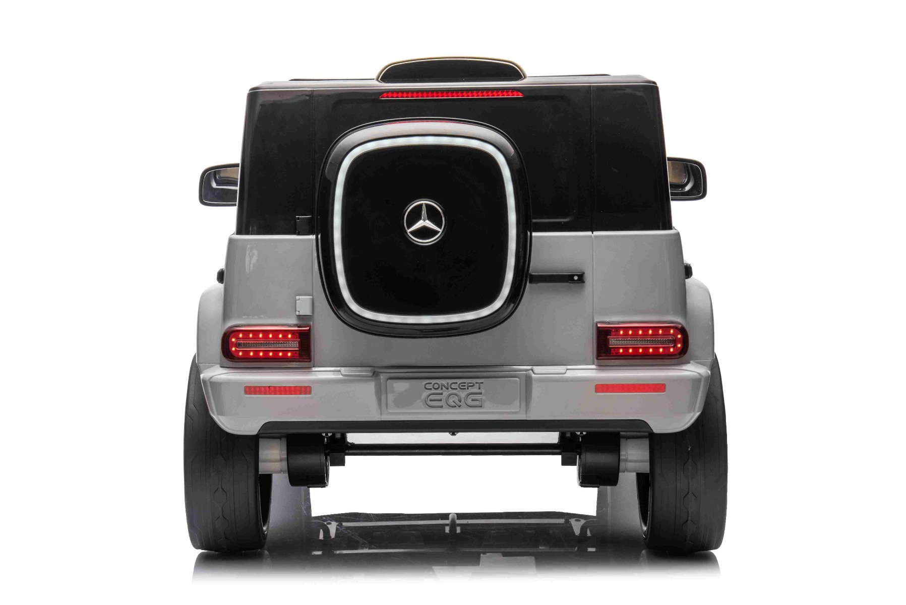 Mașinuță electrică de jucărie Mercedes-Benz EQG 12V, gri, componente ale caroseriei iluminate cu LED, lumini față și spate funcționale, telecomandă 2,4 GHz, intrare USB/Aux, baterie litiu, motor 2 x 35W, licență ORIGINALĂ - imagine 7