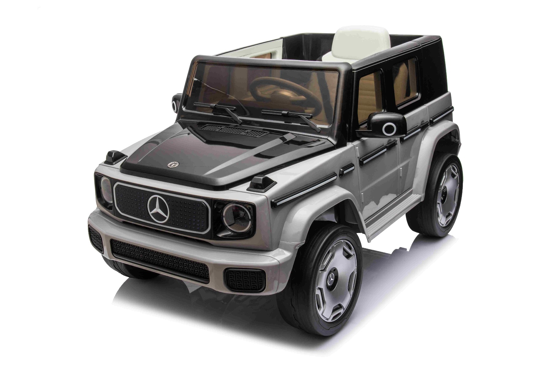 Mașinuță electrică de jucărie Mercedes-Benz EQG 12V, gri, componente ale caroseriei iluminate cu LED, lumini față și spate funcționale, telecomandă 2,4 GHz, intrare USB/Aux, baterie litiu, motor 2 x 35W, licență ORIGINALĂ - imagine 20