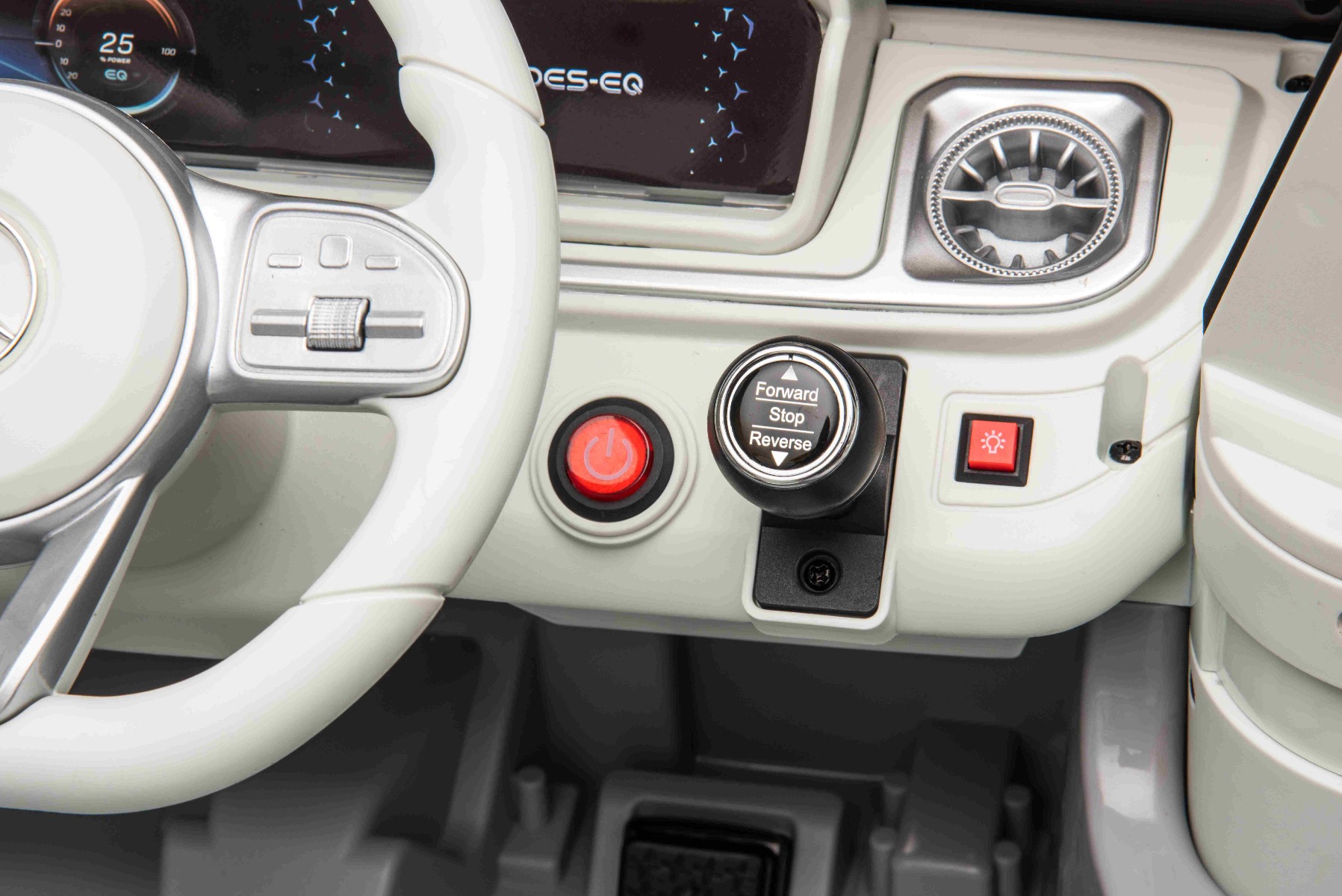 Mașinuță electrică de jucărie Mercedes-Benz EQG 12V, gri, componente ale caroseriei iluminate cu LED, lumini față și spate funcționale, telecomandă 2,4 GHz, intrare USB/Aux, baterie litiu, motor 2 x 35W, licență ORIGINALĂ - imagine 27