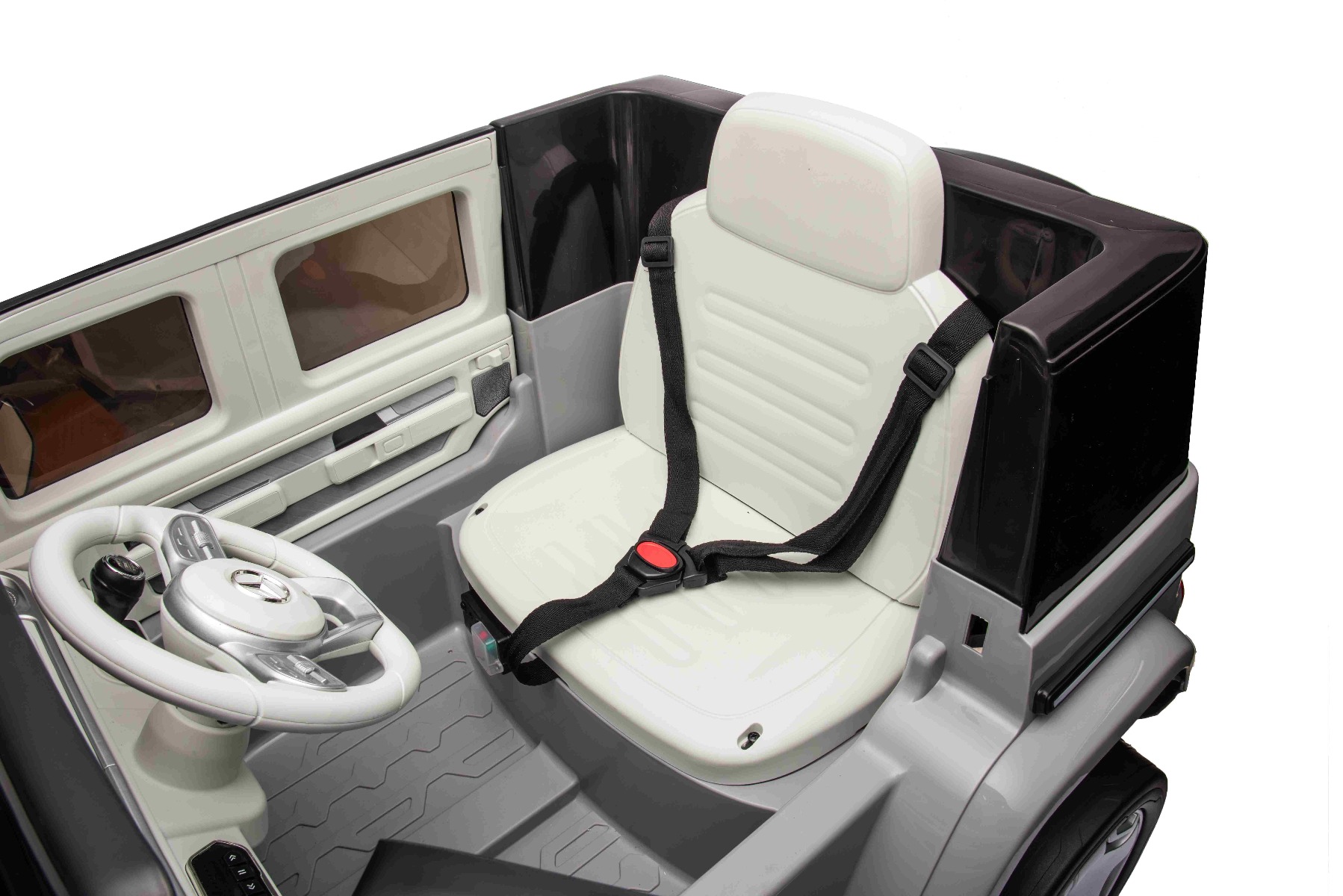 Mașinuță electrică de jucărie Mercedes-Benz EQG 12V, gri, componente ale caroseriei iluminate cu LED, lumini față și spate funcționale, telecomandă 2,4 GHz, intrare USB/Aux, baterie litiu, motor 2 x 35W, licență ORIGINALĂ - imagine 33