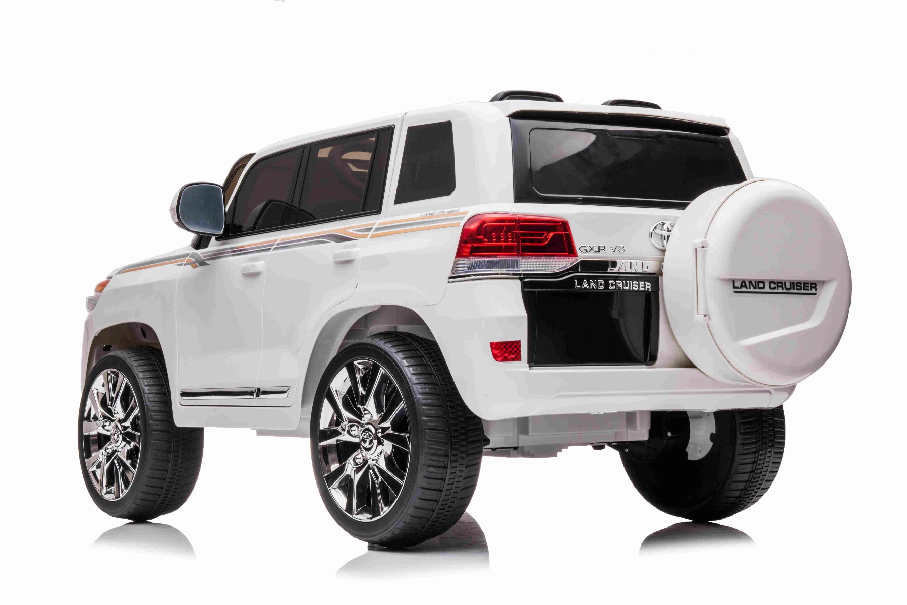 Mașină electrică de jucărie Toyota Landcruiser 12V, alb, scaun din piele, telecomandă 2,4 GHz, intrare USB / AUX, suspensie, baterie 12 V, roți moi EVA, MOTOR 2 X 35 W, licență ORIGINALĂ - imagine 8
