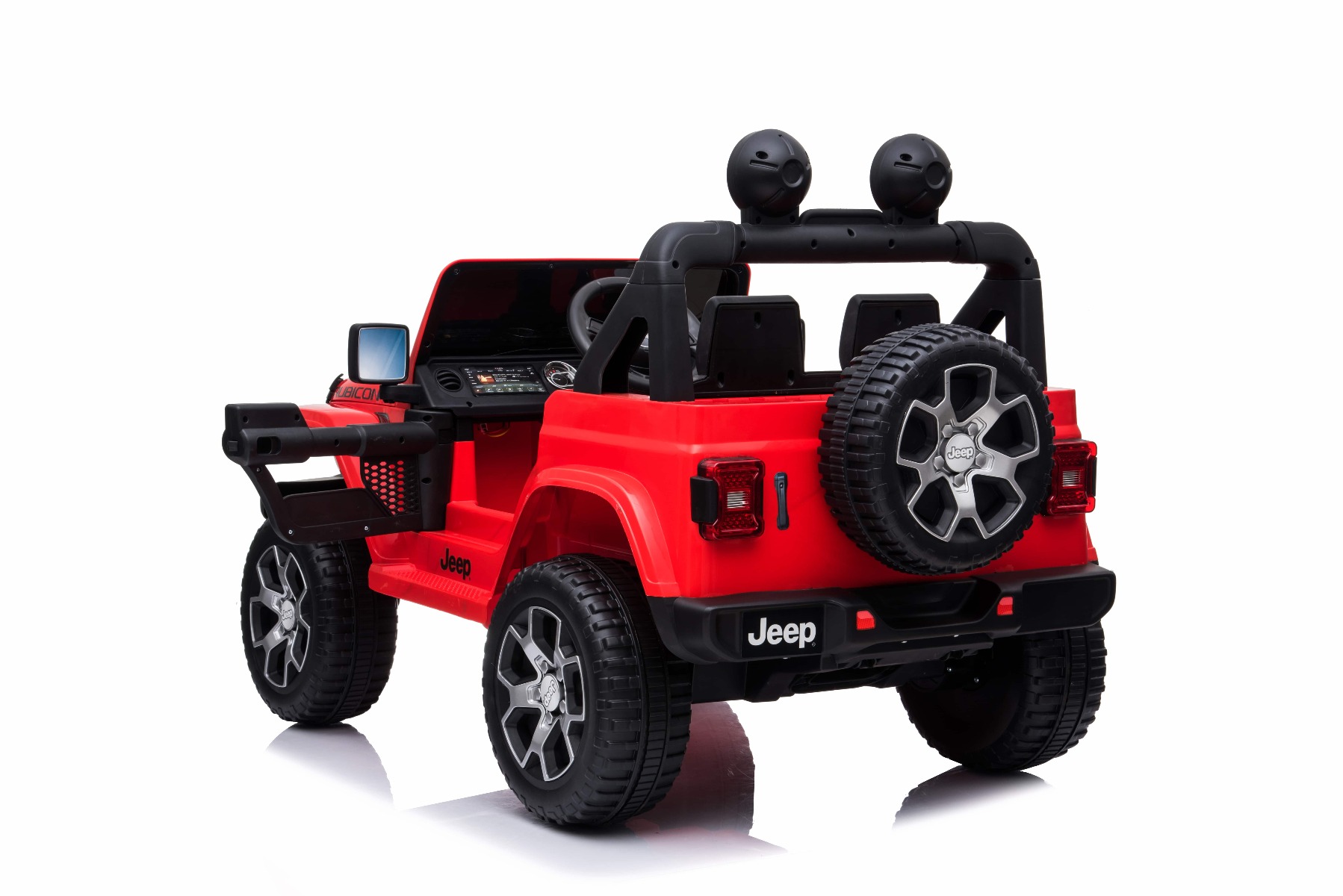 Mașinuță electrică pentru copii JEEP Wrangler, Roșu, scaun din piele, Radio cu intrare Bluetooth și USB, unitate 4x4, baterie cu litiu, roți EVA, suspensii spate, telecomandă de 2,4 GHz, comutator funcție telecomandă/ pedală, licențiat - imagine 4