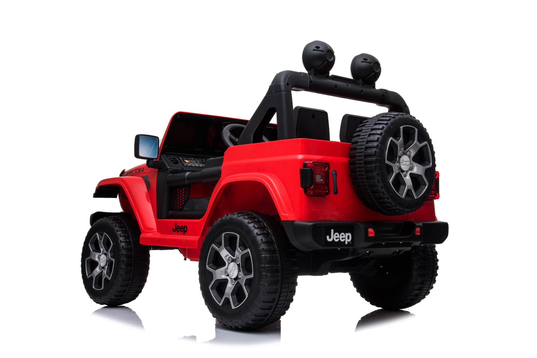 Mașinuță electrică pentru copii JEEP Wrangler, Roșu, scaun din piele, Radio cu intrare Bluetooth și USB, unitate 4x4, baterie cu litiu, roți EVA, suspensii spate, telecomandă de 2,4 GHz, comutator funcție telecomandă/ pedală, licențiat - imagine 7