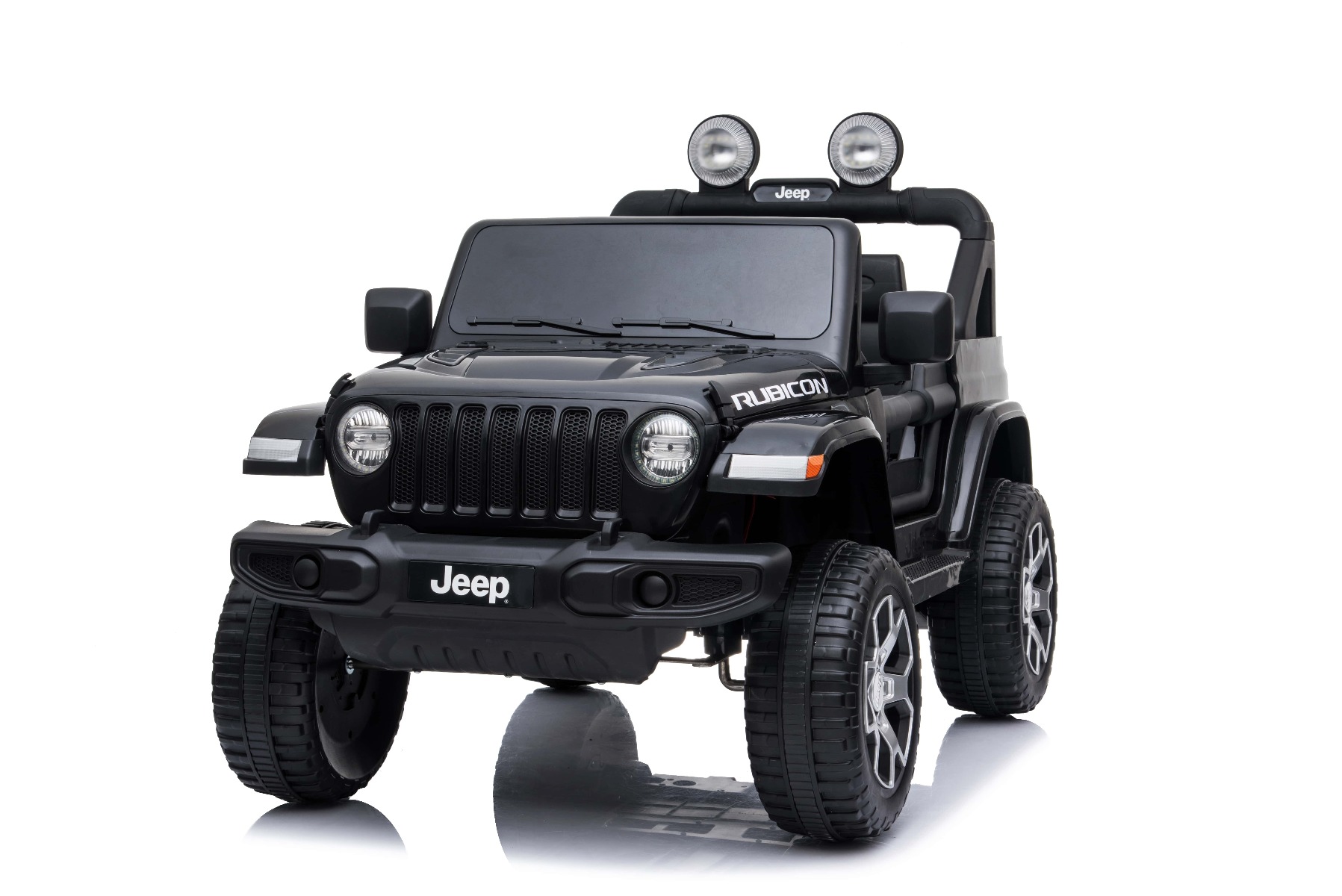 Mașinuță electrică pentru copii JEEP Wrangler, Negru, scaun din piele, Radio cu intrare Bluetooth și USB, unitate 4x4, baterie cu litiu, roți EVA, suspensii spate, telecomandă de 2,4 GHz, comutator funcție telecomandă/ pedală, licențiat - imagine 3