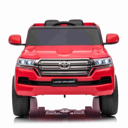 Mașină electrică de jucărie Toyota Landcruiser 12V, roșu, scaun din piele, telecomandă 2,4 GHz, intrare USB / AUX, suspensie, baterie 12 V, roți moi EVA, MOTOR 2 X 35 W, licență ORIGINALĂ