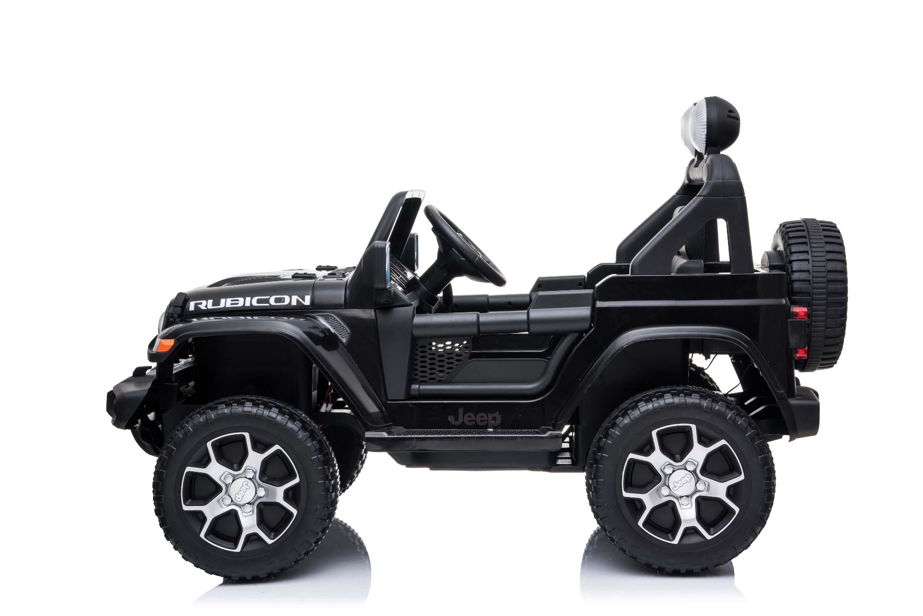 Mașinuță electrică pentru copii JEEP Wrangler, Negru, scaun din piele, Radio cu intrare Bluetooth și USB, unitate 4x4, baterie cu litiu, roți EVA, suspensii spate, telecomandă de 2,4 GHz, comutator funcție telecomandă/ pedală, licențiat - imagine 4